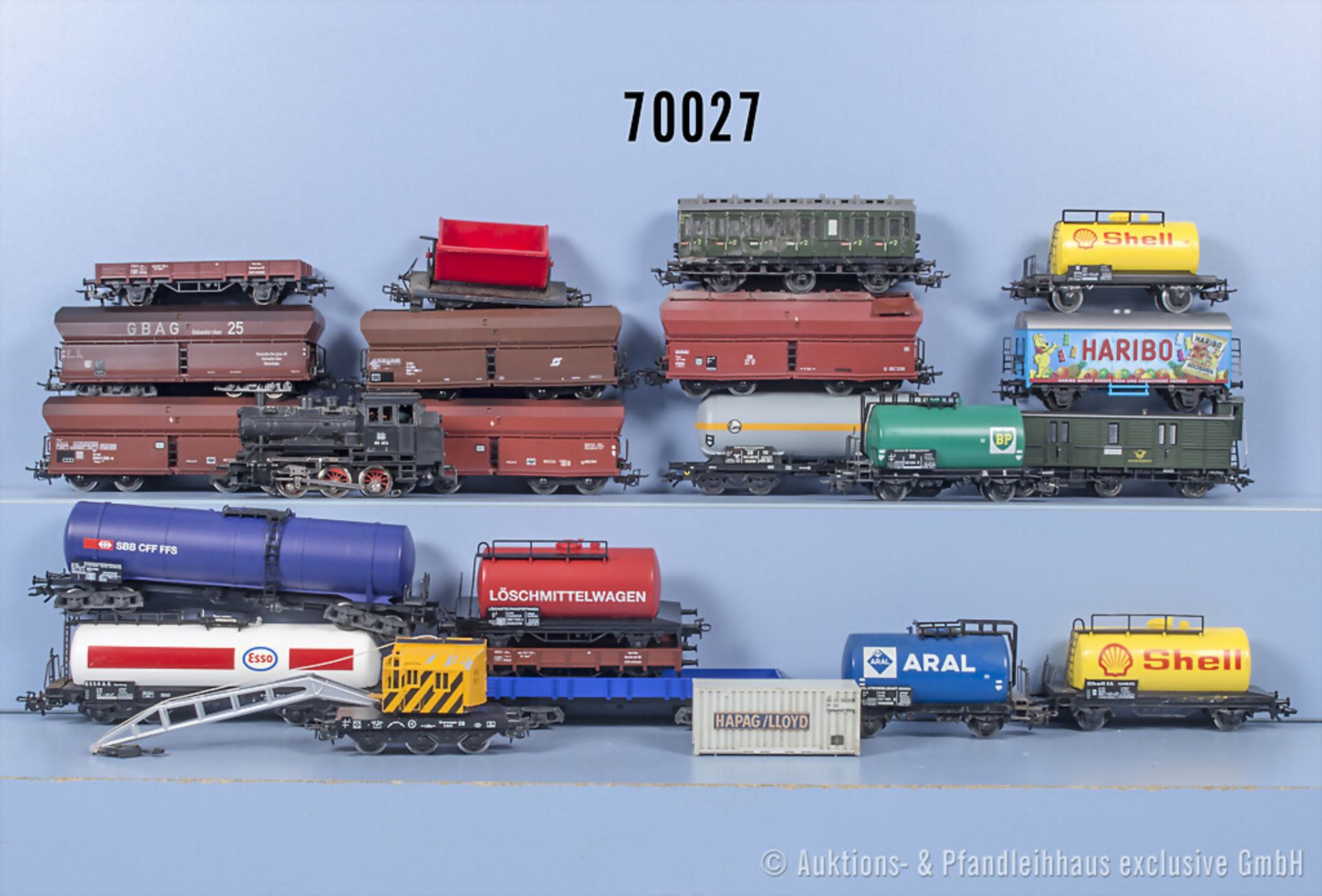 Märklin H0 Zug, dabei Tenderlok der DB, BN 89 006 und 21 Wagen, Z 1-2, teilweise mit ...