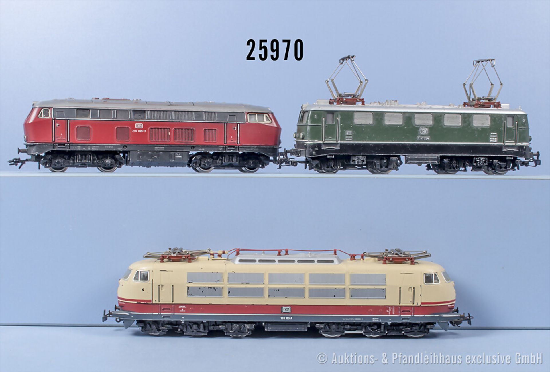 3 Märklin Hamo H0 Loks, dabei E-Lok der DB, BN 103 113-7, E-Lok der DB, BN E41 024 und ...