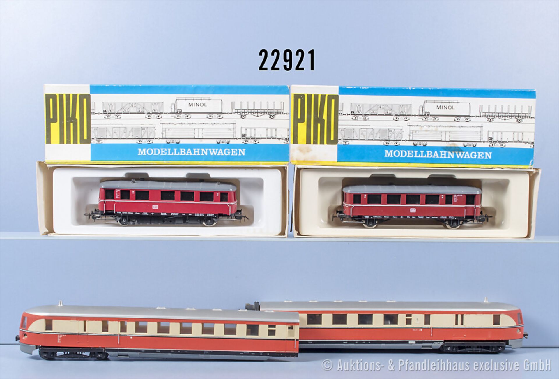 Piko H0 Dieseltriebwagen der DB mit Beiwagen, BN 70937 und 2-teiliger Dieseltriebzug ...