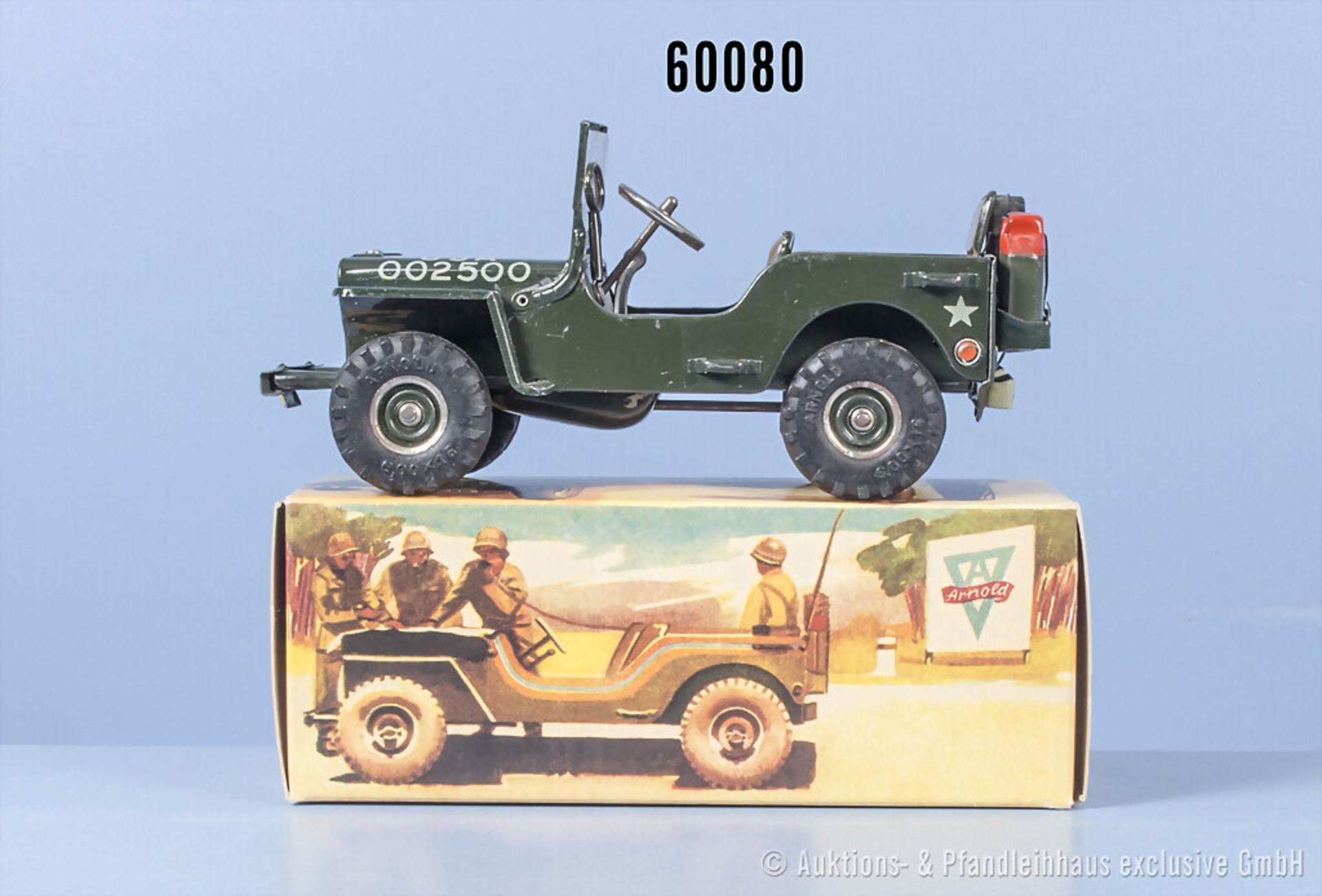 Arnold Military Police Jeep 2500 mit Spiegel, Blech, Uhrwerk, L 17 cm, Z 1, in Replika ...