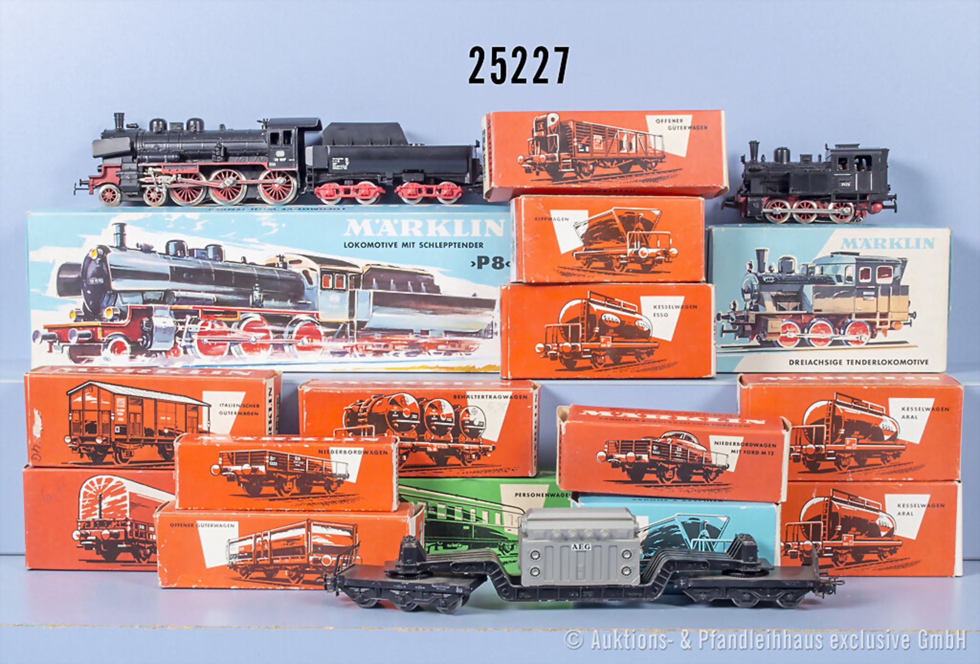 Märklin H0 Zug, dabei 3029 Tenderlok, 3098 Schlepptenderlok der DB, BN 38 1807, 2 x ...