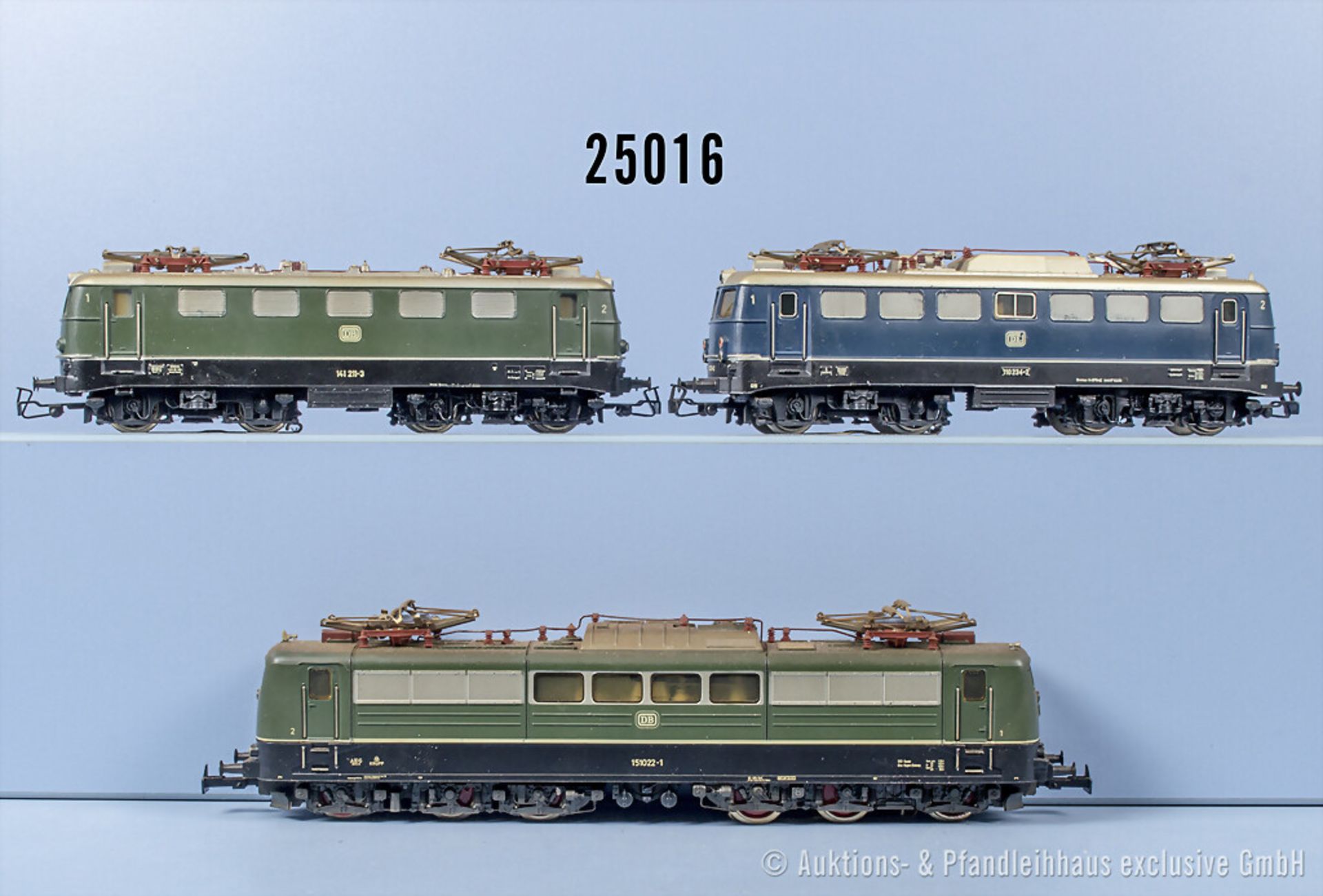 3 Märklin H0 Loks, dabei E-Lok der DB, BN 151 022-1, E-Lok der DB, BN 110 234-2 und ...