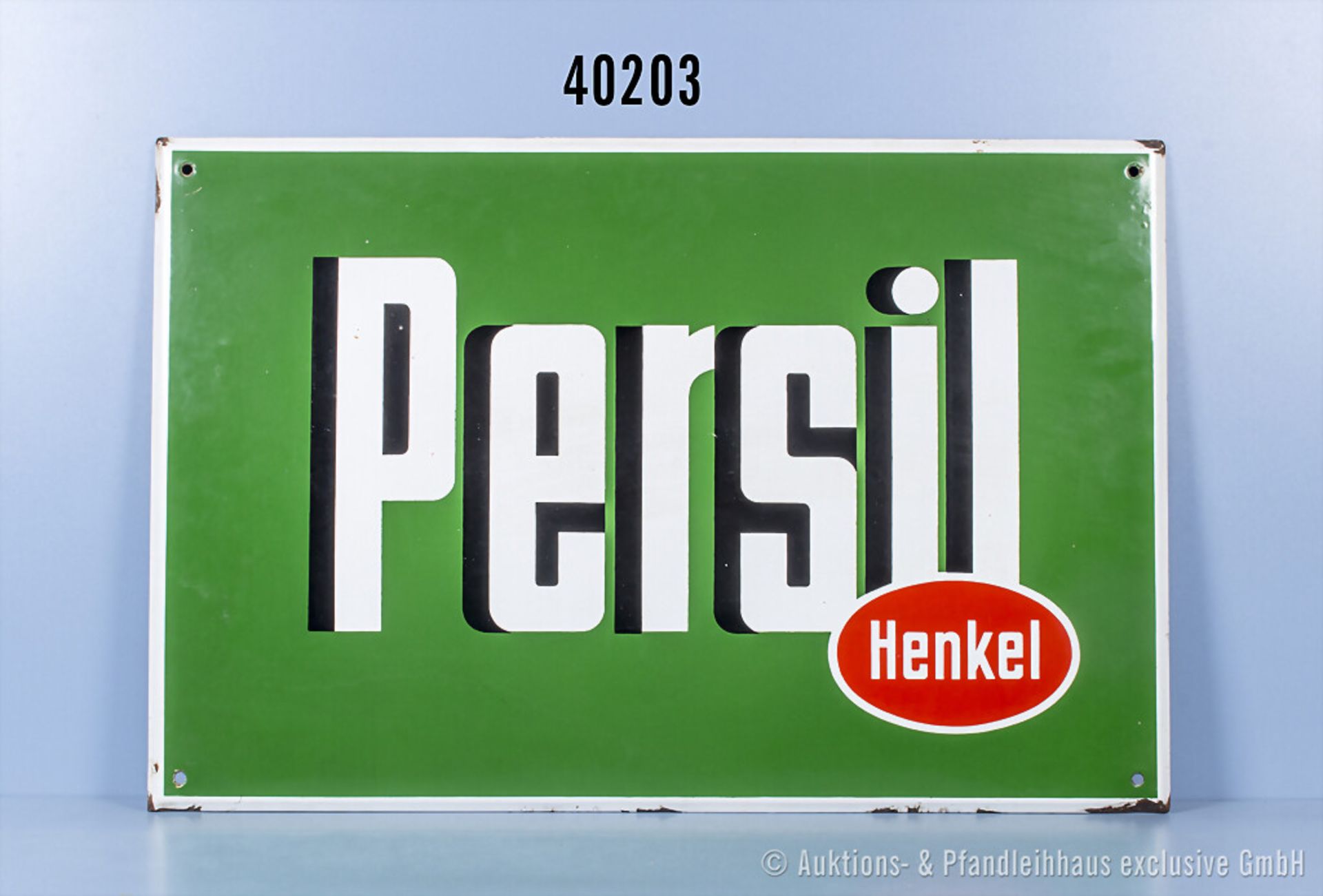 Blechschild Persil Anfang 20. Jh., ungemarkt, langrechteckiges planes Schild, ...