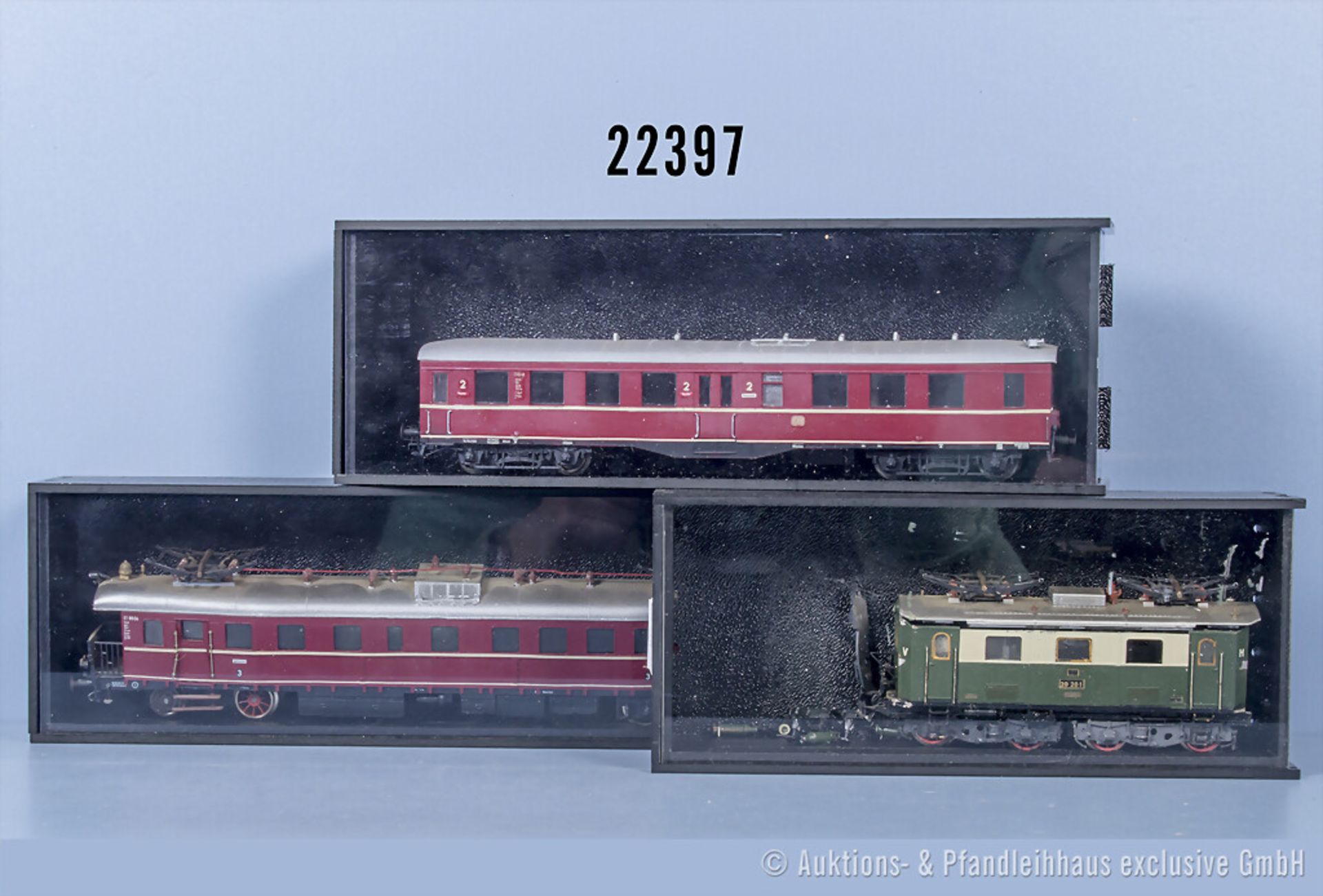 H0 E-Lok der K.Bay.Sts.B., BN 20 201 und E-Triebwagen mit Beiwagen der DB, BN ET89 04, ...