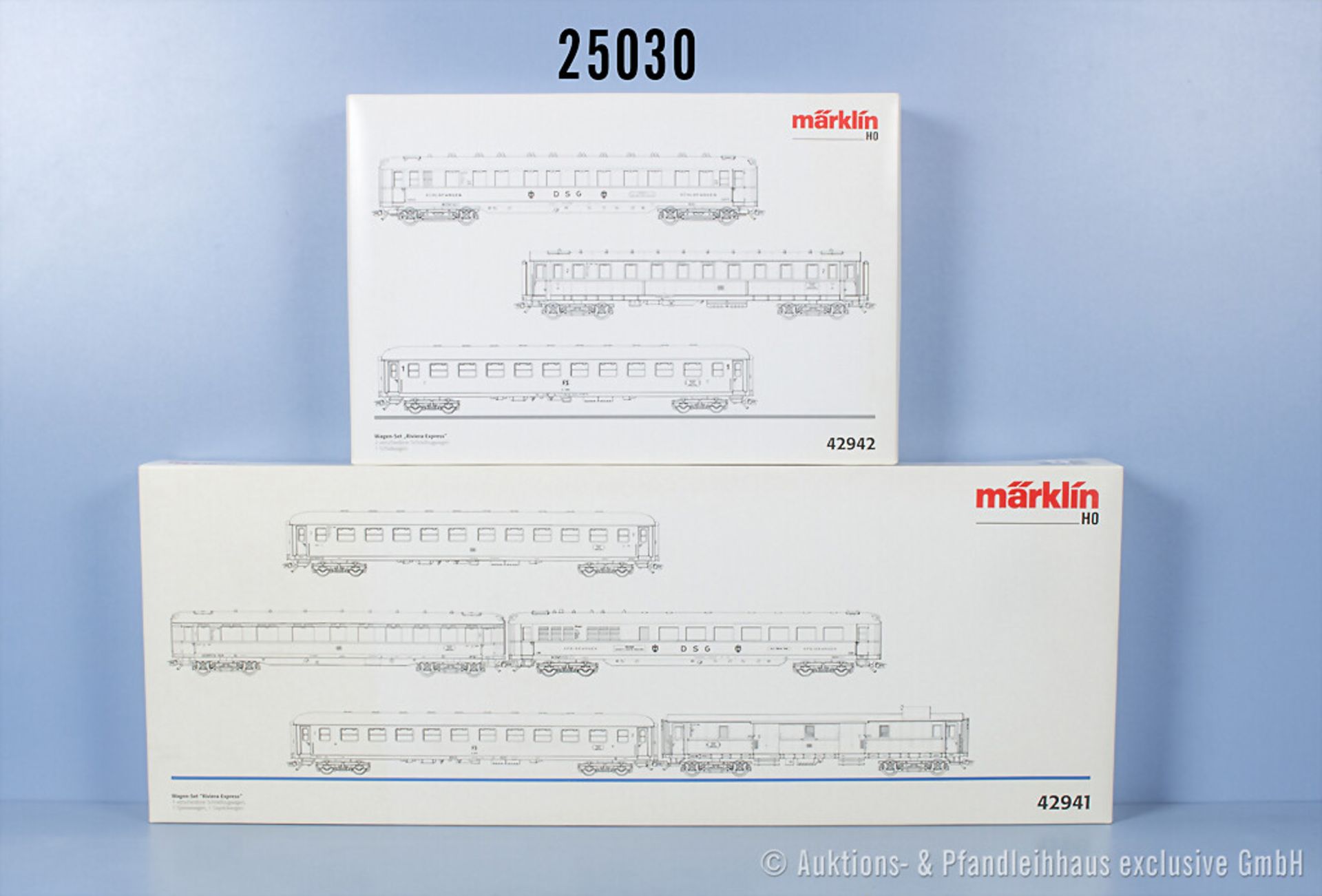 2 Märklin H0 Wagensets Riviera Express, dabei 42941 und 42942, Z 0-1, in ...