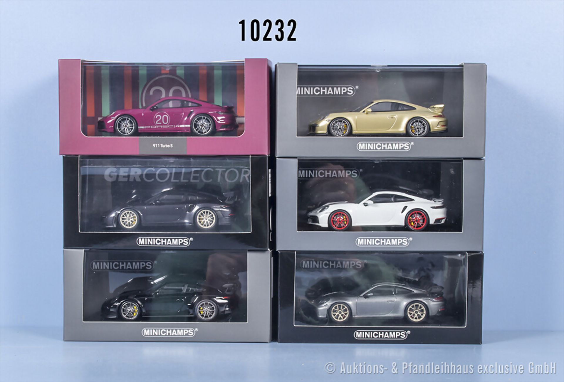 6 Minichamps Modellfahrzeuge, Porsche 911, unterschiedliche Ausführung, Metall, 1:43, Z ...