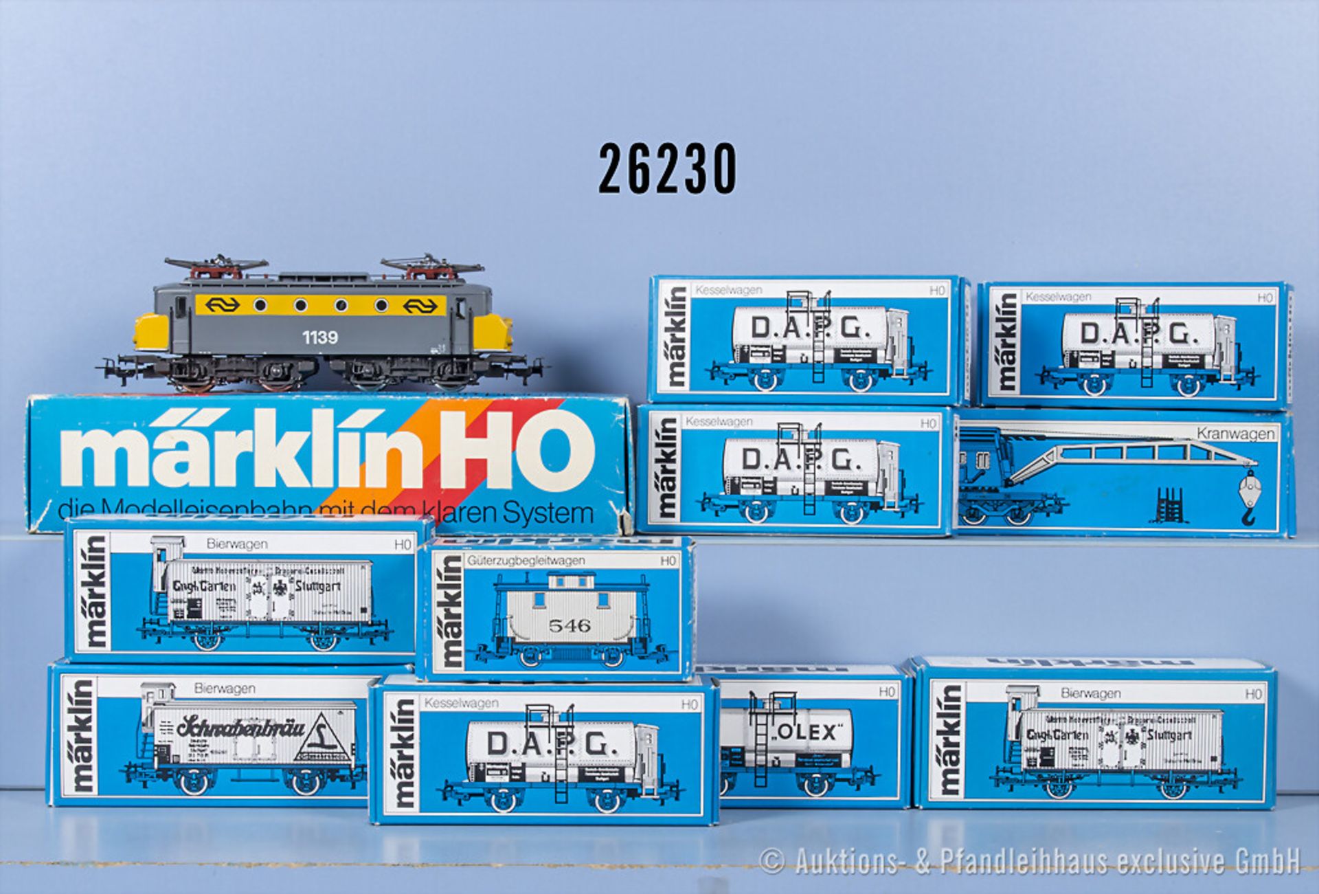 Märklin H0 Güterzug, dabei 3324 E-Lok der NS, BN 1139, 4578, 4611, 4 x 4674, 4675, 2 x ...