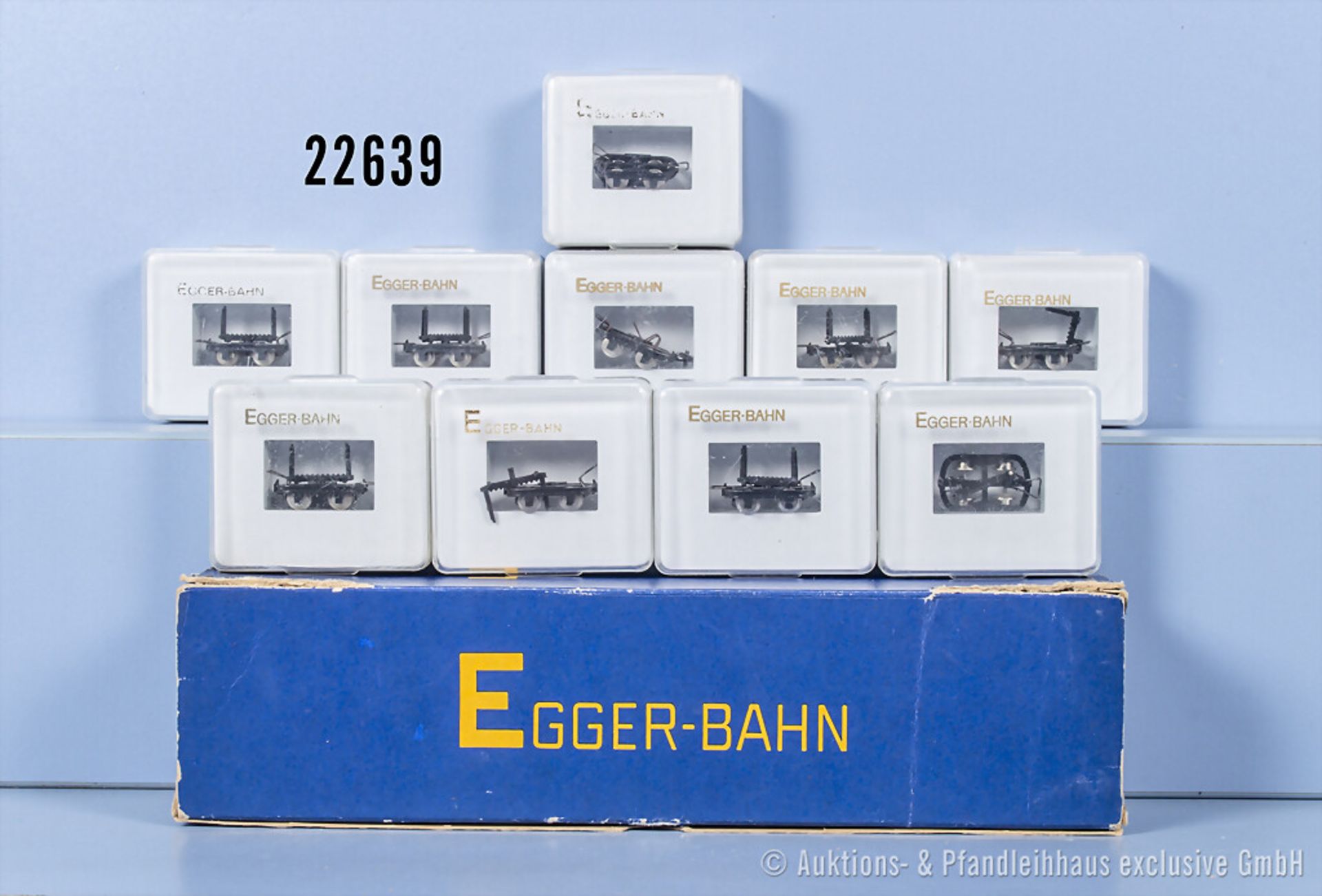 Eggerbahn H0e 202 Händlerpackung mit 10 Drehschemelwagen, Z 1, in ...