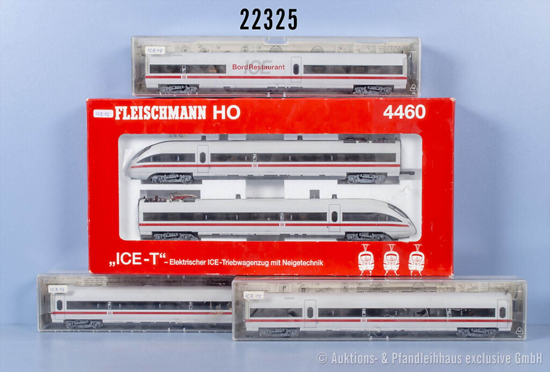 Fleischmann H0 4460 ICE-T Triebkopfset, BN 411 007-8 und 3 Mittelwagen, mit ...