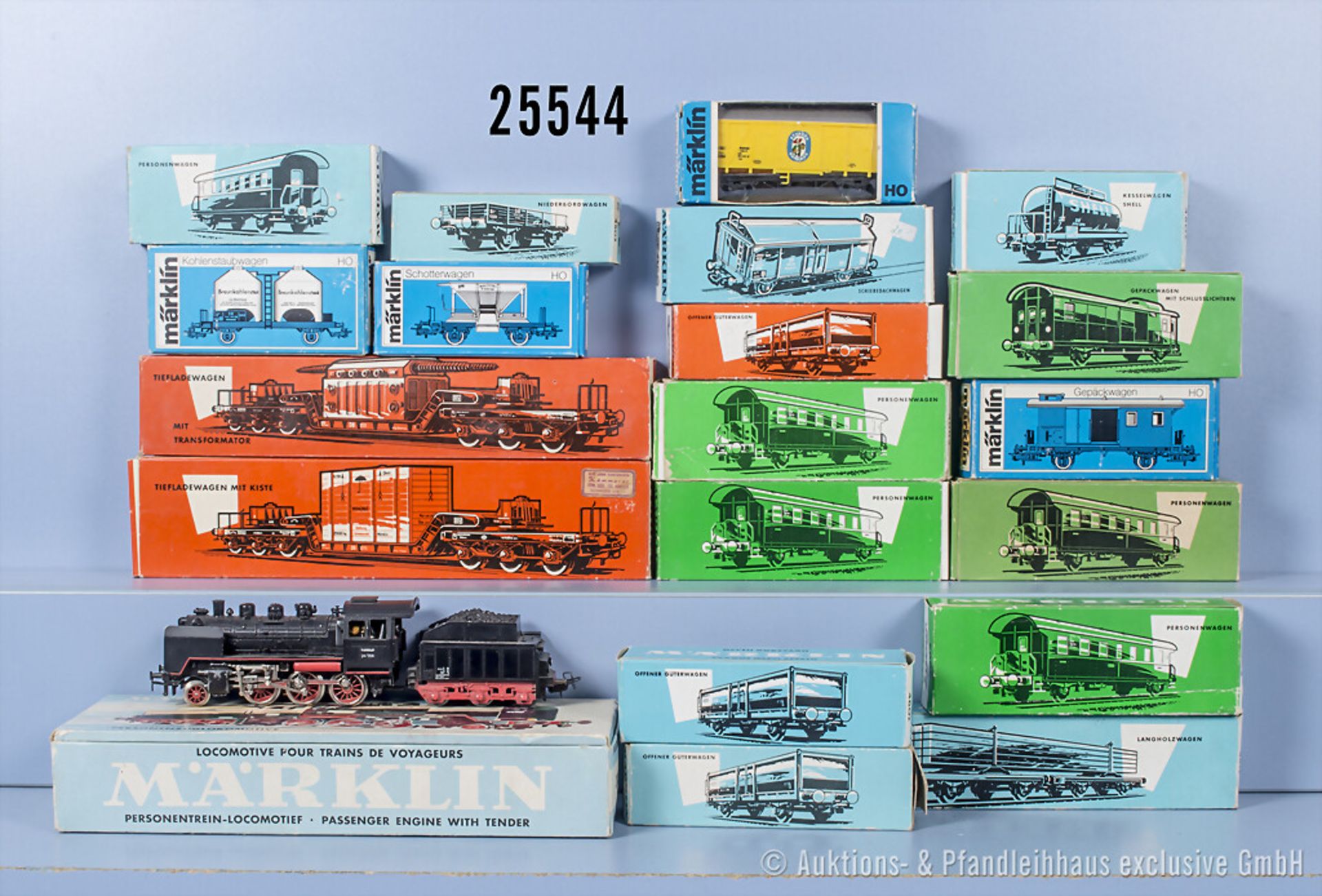 Märklin H0 Zug, dabei 3003 Schlepptenderlok der DB, BN 24 058, 4000,4 x 4002, 4040, ...