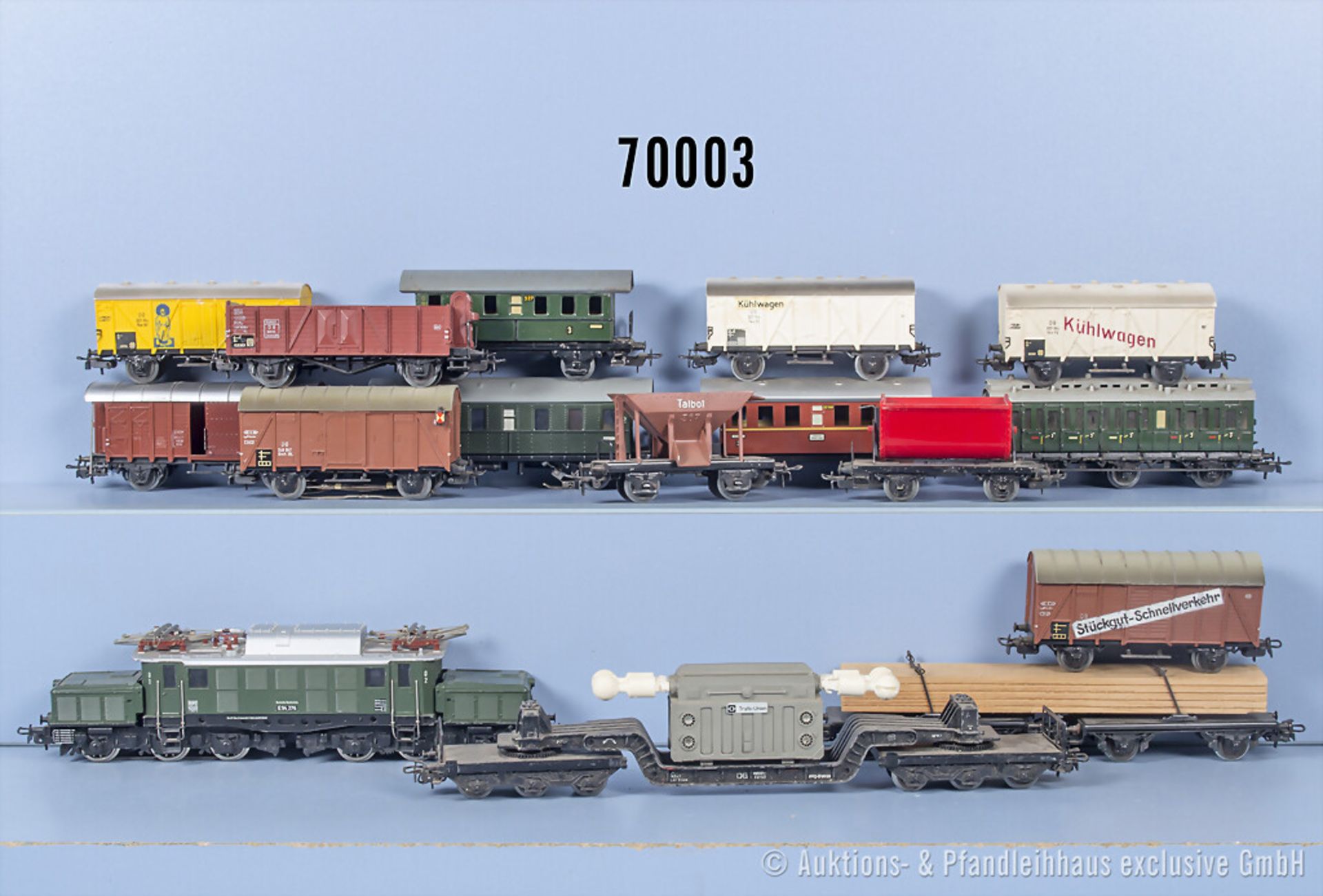 Märklin H0 Zug, dabei E-Lok der DB, BN E94 278 und 15 Wagen, Z 1-3, mit Lackfehlern, ...