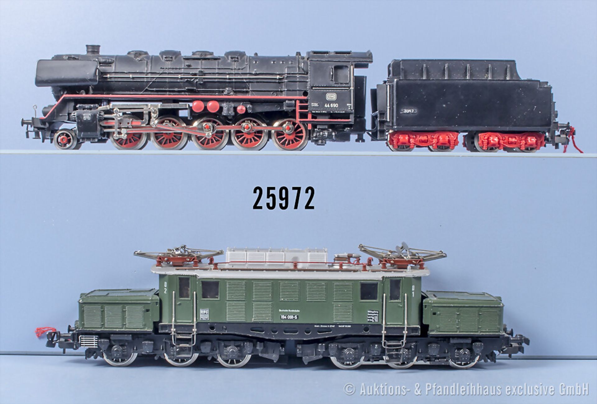 2 Märklin Hamo H0 Loks, dabei 8347 Schlepptenderlok der DB, BN 44 690 und 8322 E-Lok ...
