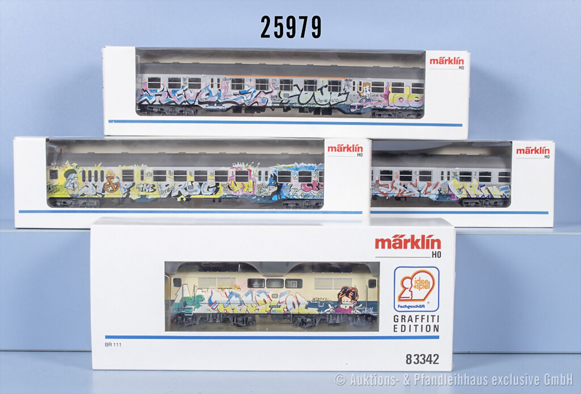 Märklin H0 Nahverkehrszug Graffiti-Edition, dabei 83342 E-Lok der DB, BN 111 018-8, ...