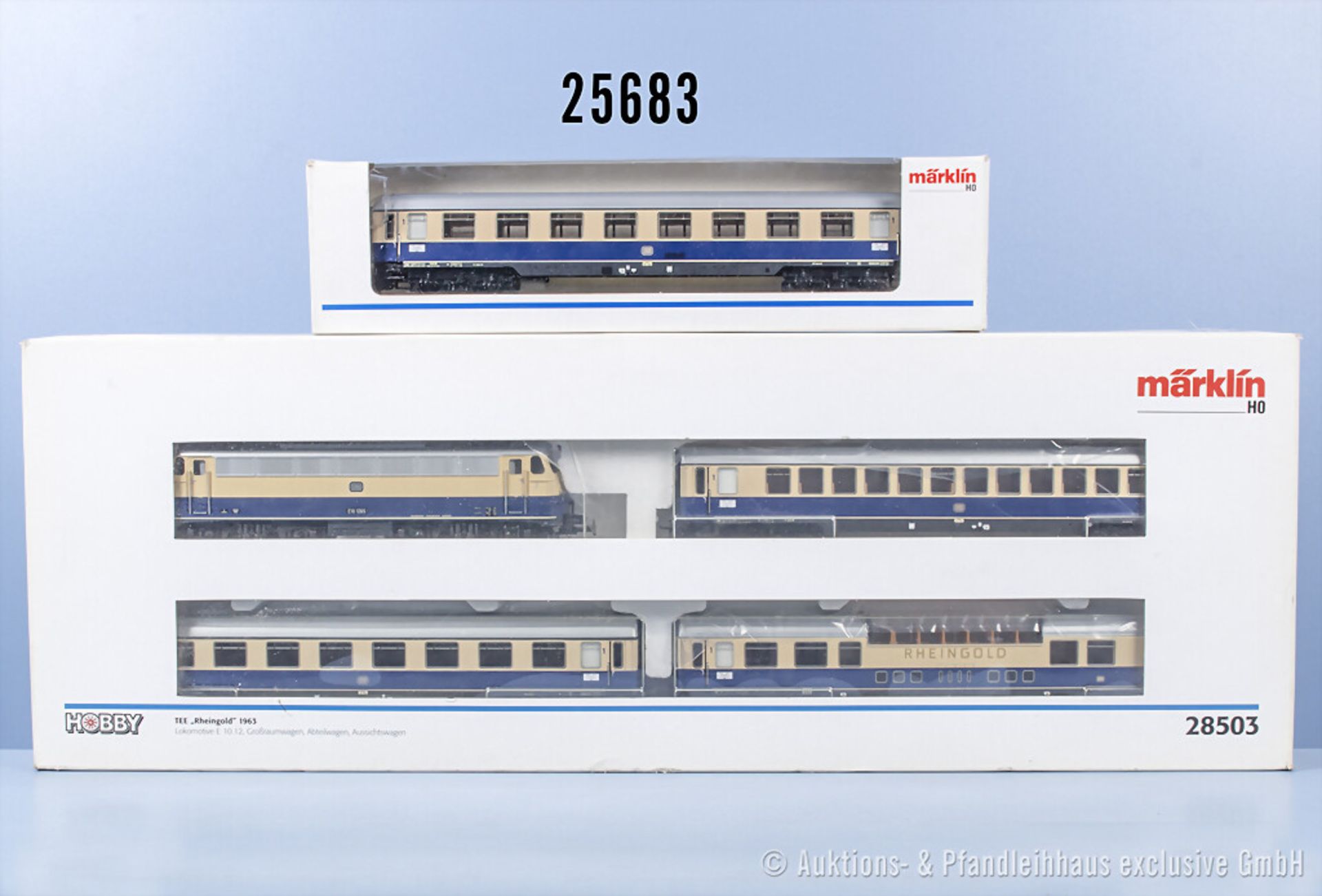 Märklin H0 28503 Zugset TEE Rheingold 1963 mit E-Lok der DB, BN E10 1265 und 3 Wagen ...