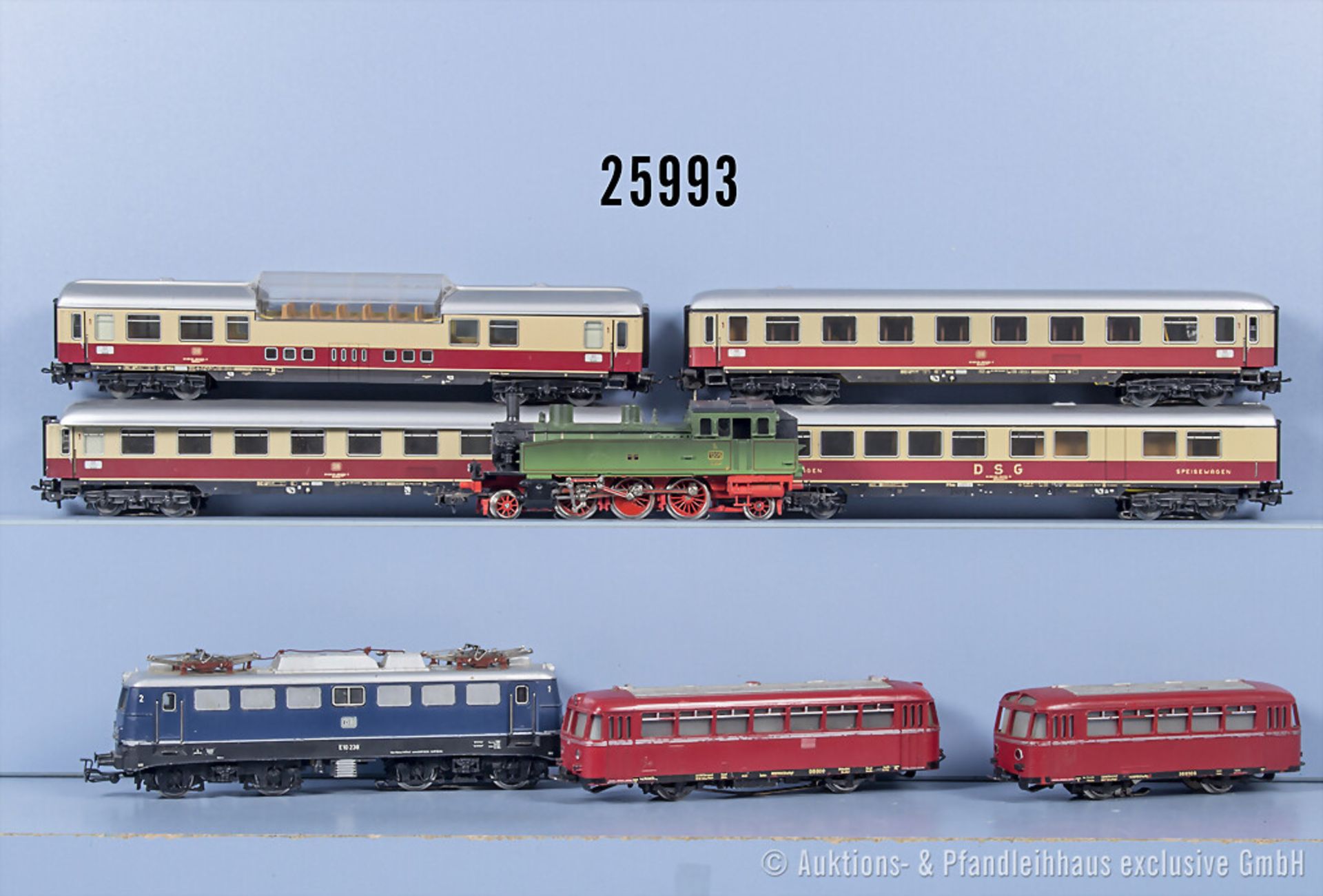 Märklin H0 Tenderlok der K.W.St.E., BN 1205, E-Lok der DB, BN E10 238, Schienenbus der ...