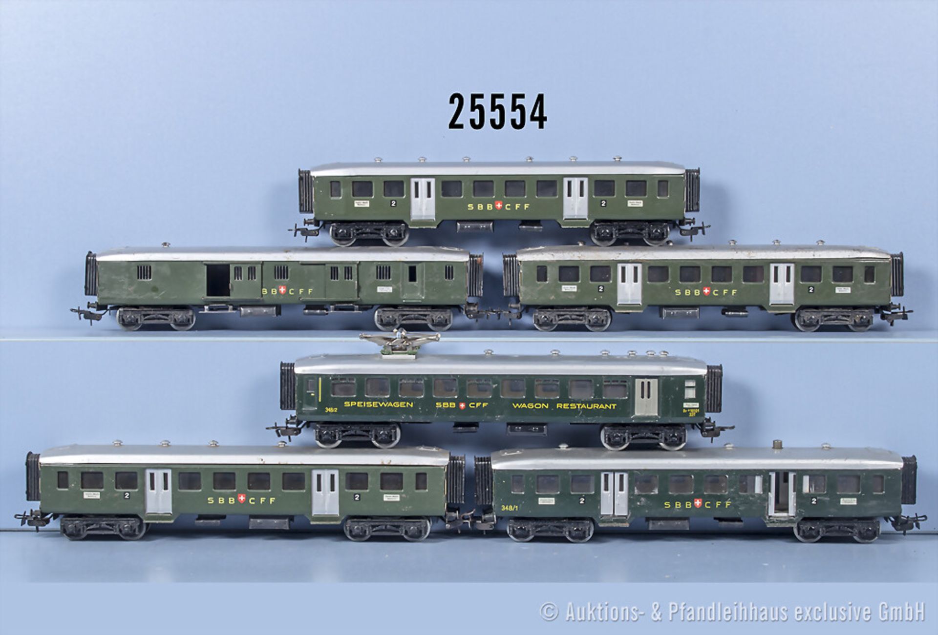 6 Märklin H0 D-Zug-Wagen, Z 3-4, mit Lackfehlern und Korrosionsspuren, überwiegend mit ...