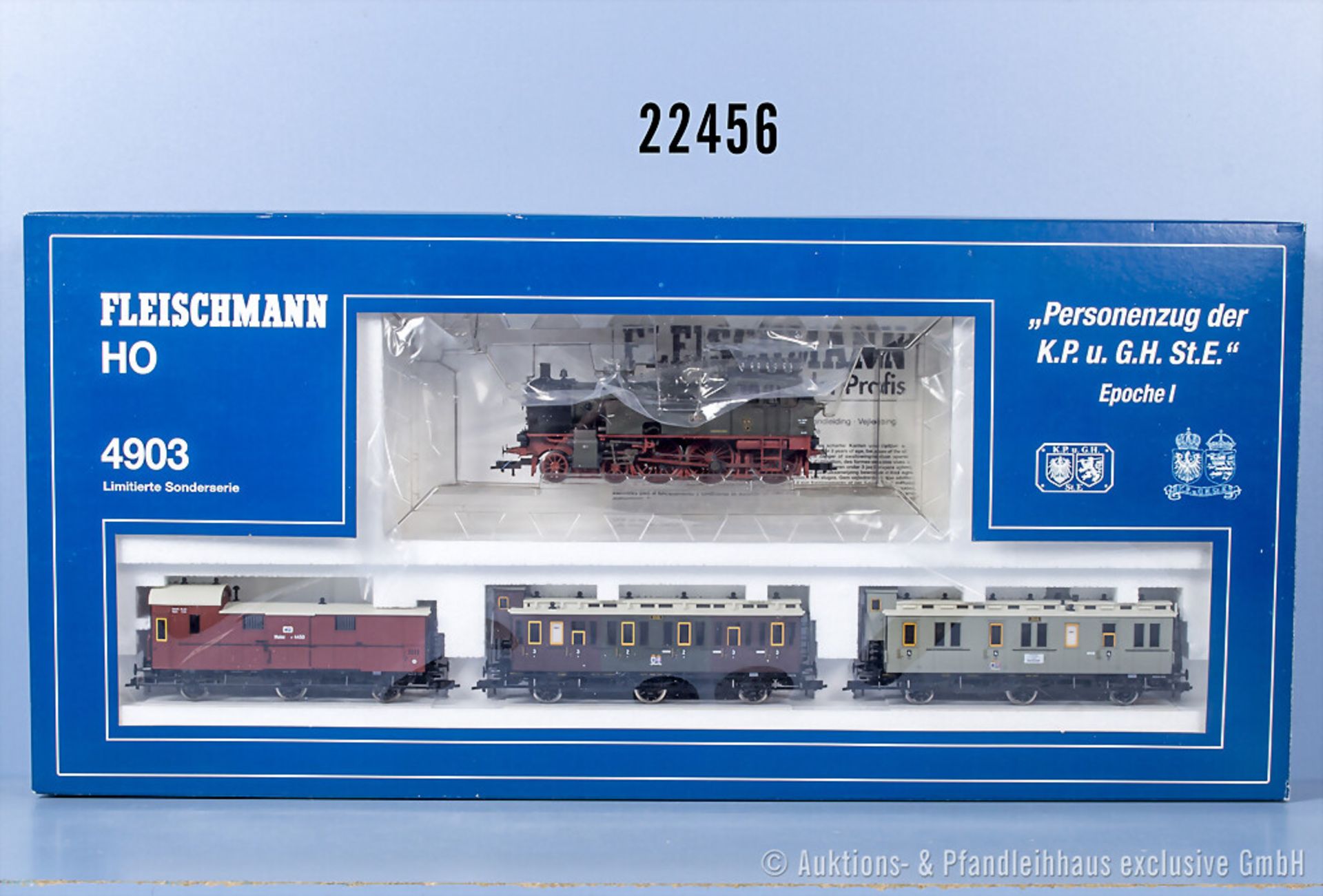 Fleischmann H0 4903 Personenzugset der KPUGHSTE mit Tenderlok, BN 7402 und 3 Wagen, mit ...