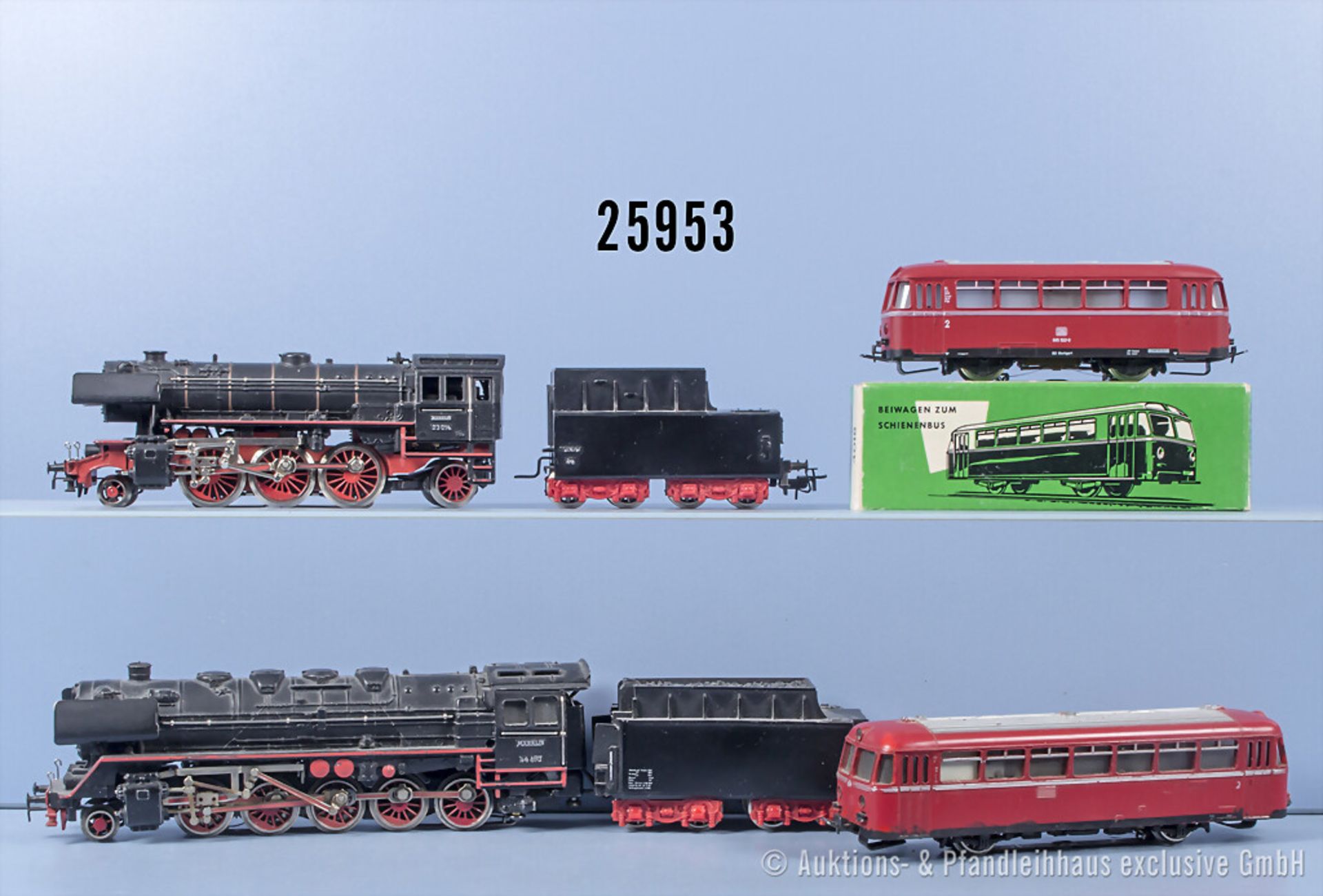 Märklin H0, dabei 3005 Schlepptenderlok der DB, BN 23 014, 3016 Schienenbus der DB, ...