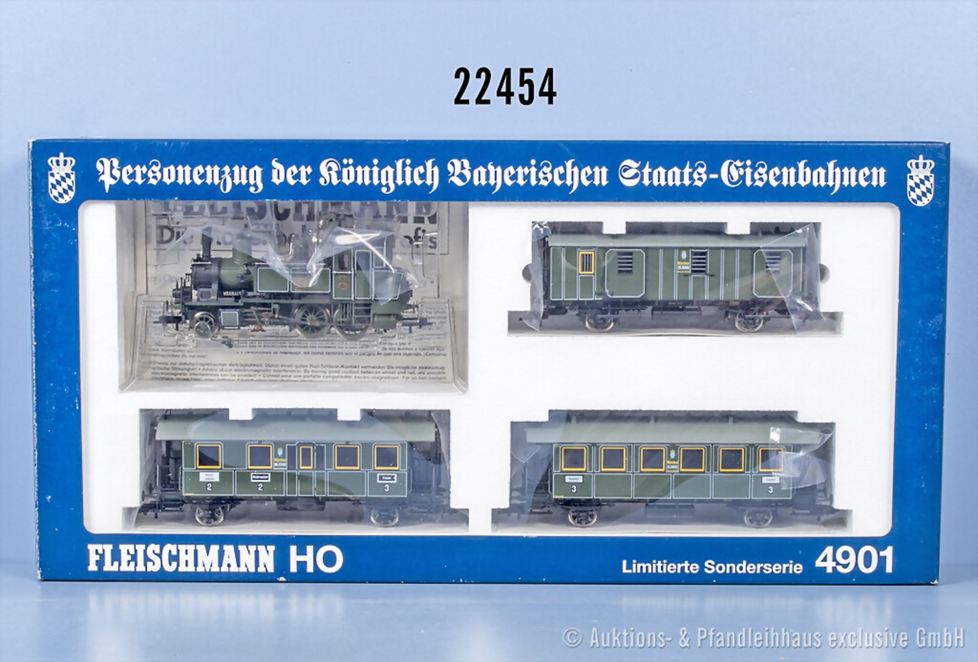 Fleischmann H0 4901 Personenzugset der K.Bay.Sts.B. mit Tenderlok, BN 6058 und 3 Wagen, ...