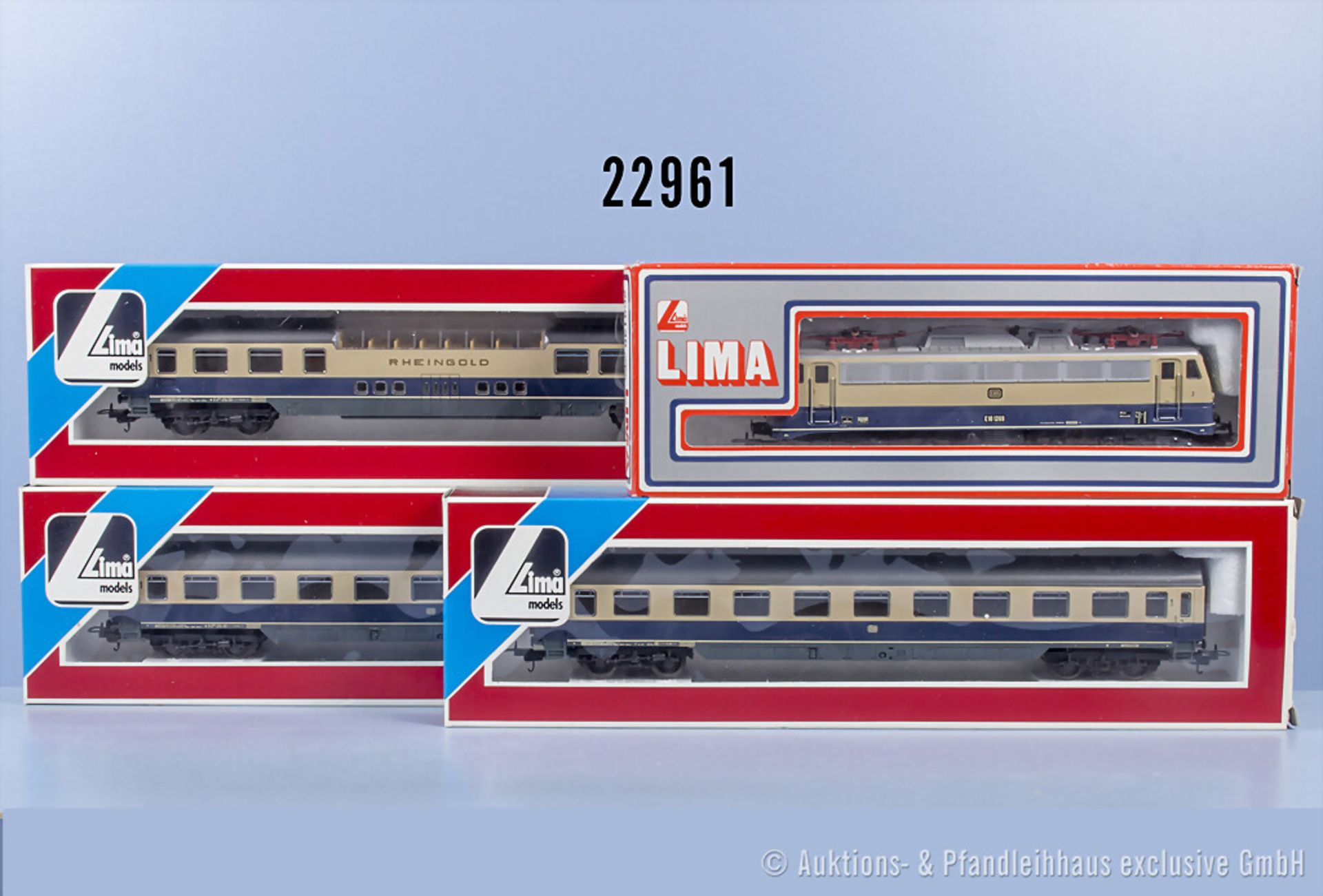 Lima H0 Rheingoldzug, dabei 208138 E-Lok der DB, BN E10 1269 und 3 Wagen, Z 0-1, in ...