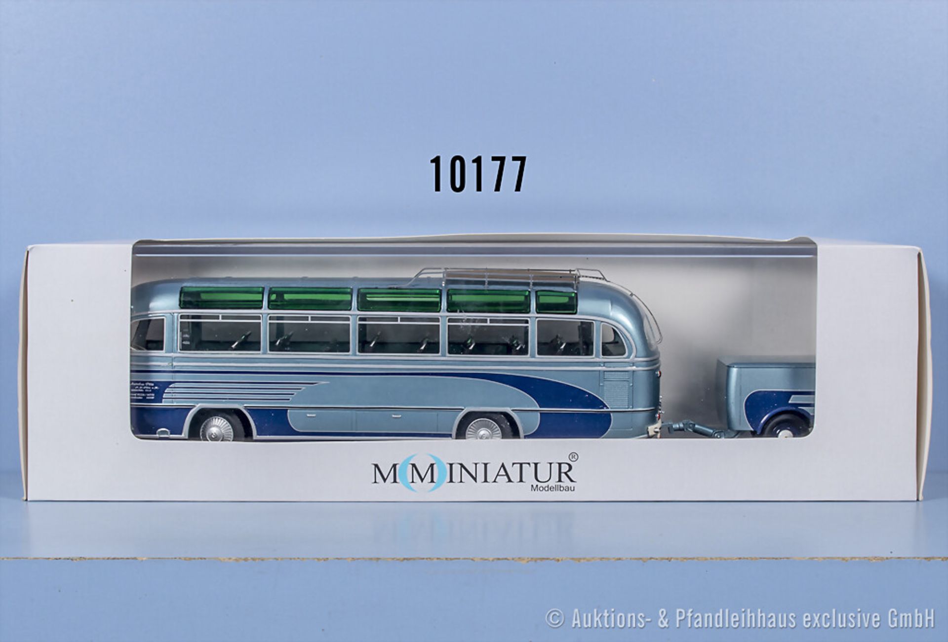 Mo Miniatur Resinmodell, Mercedes O 321 Bus mit Anhänger, 1:32, Kleinteile liegen lose ...