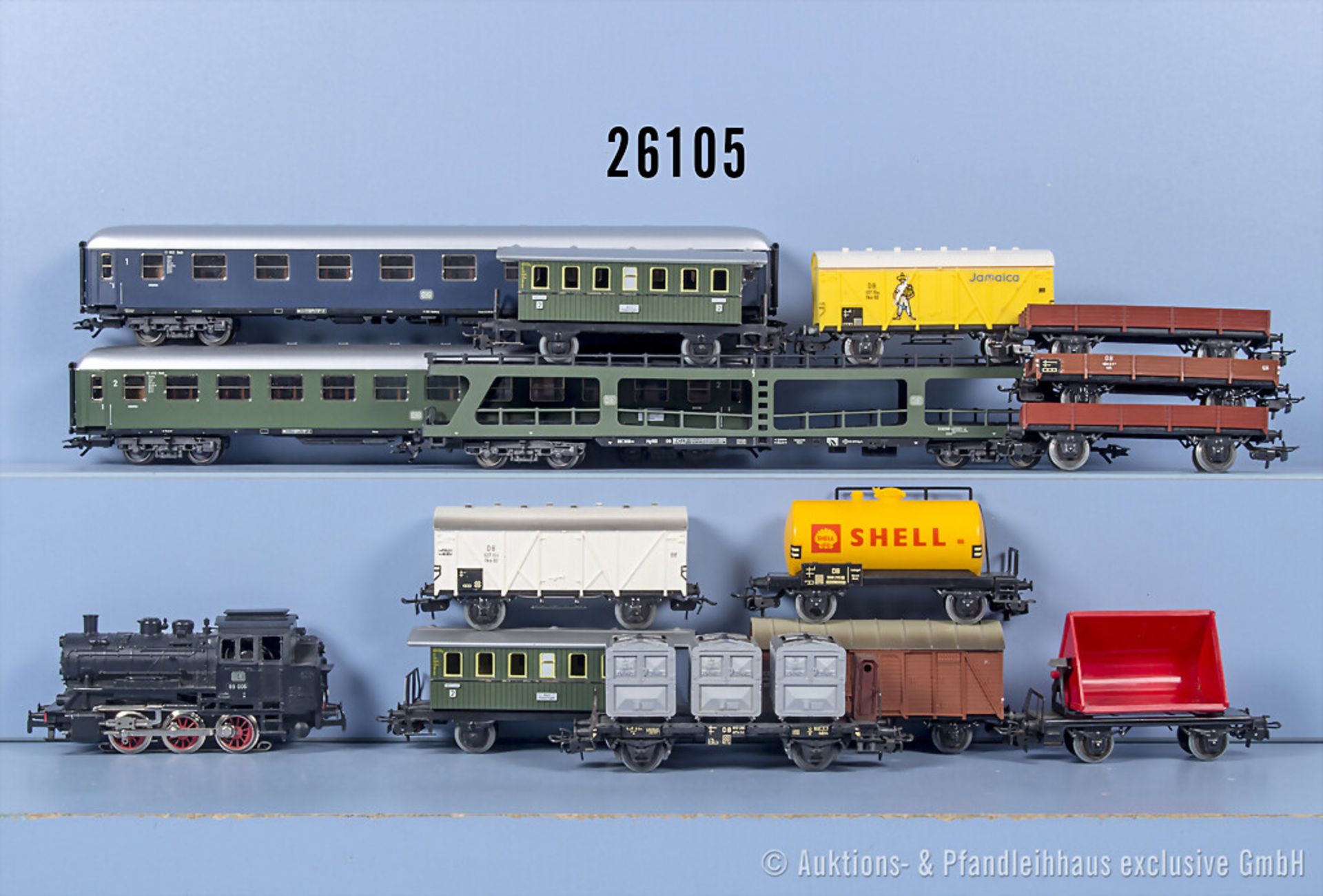 Märklin H0 Zug, dabei Tenderlok der DB, BN 89 006 und 14 Wagen, Z 1-2, teilweise mit ...