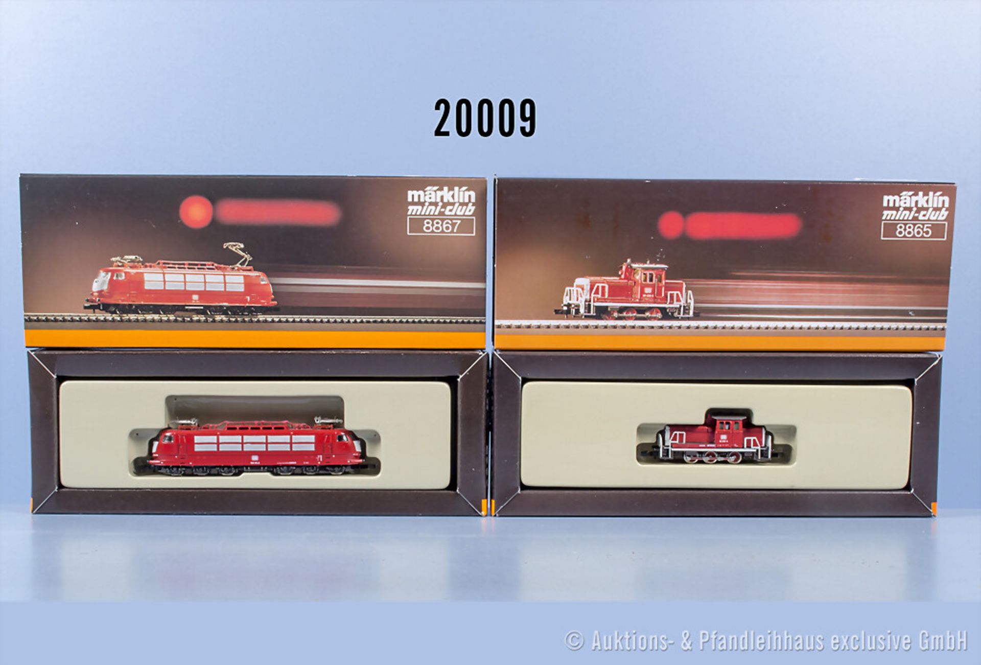 2 Märklin Spur Z Loks, dabei 8865 Diesellok der DB, BN 361 638-6 und 8867 E-Lok der DB, ...