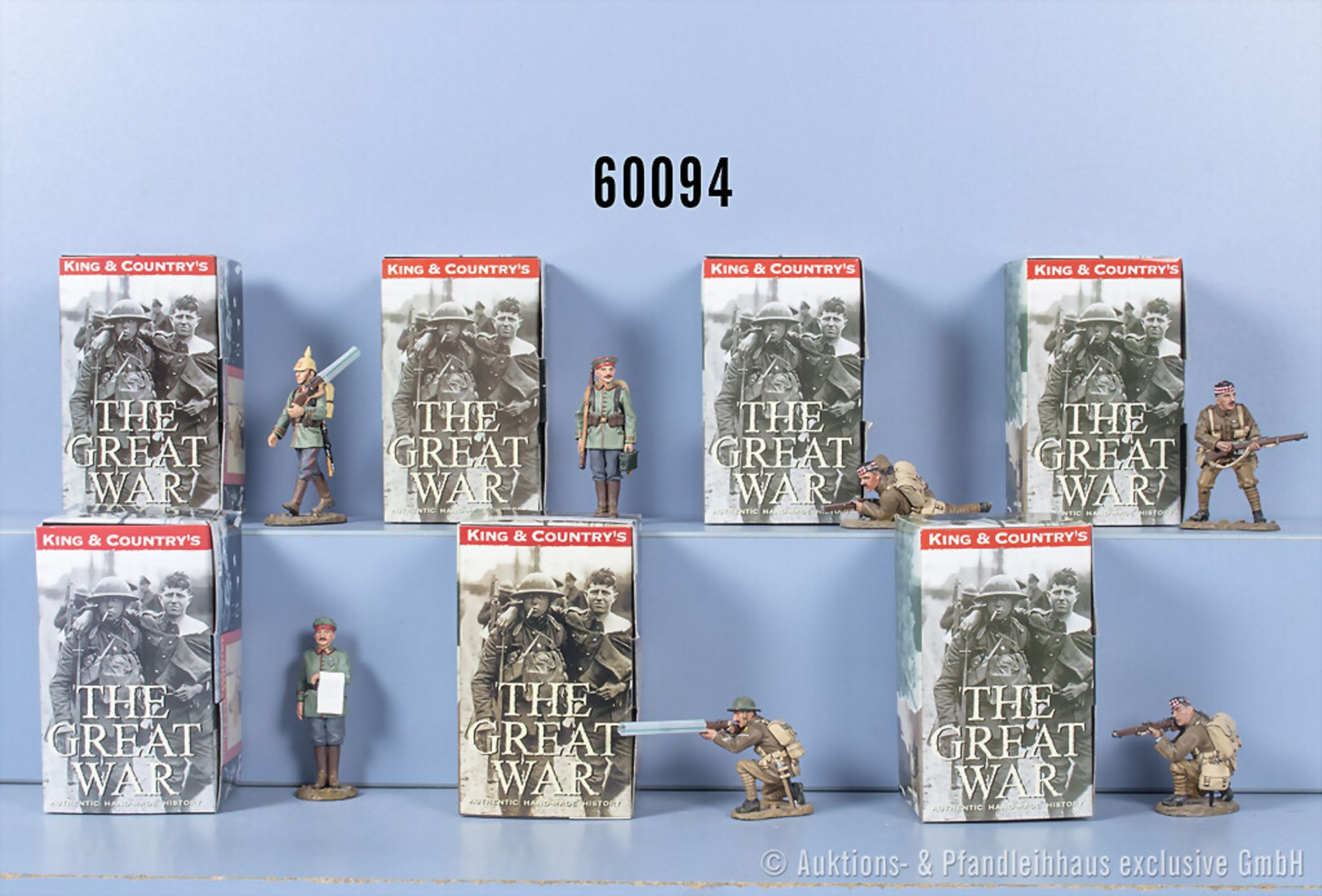 7 King & Country Figuren aus der Serie "The Great War", 1914 versch. Dastellungen, ...