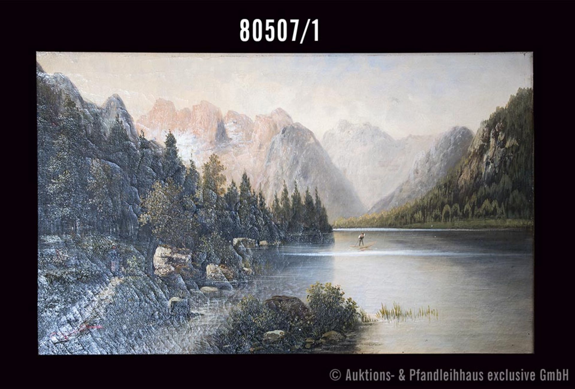 F. Meixner, tätig 2.Häfte 19.Jh. Bergsee, Öl auf Leinwand, 42 x 68,5 cm, Rahmenmaß 69 x ...