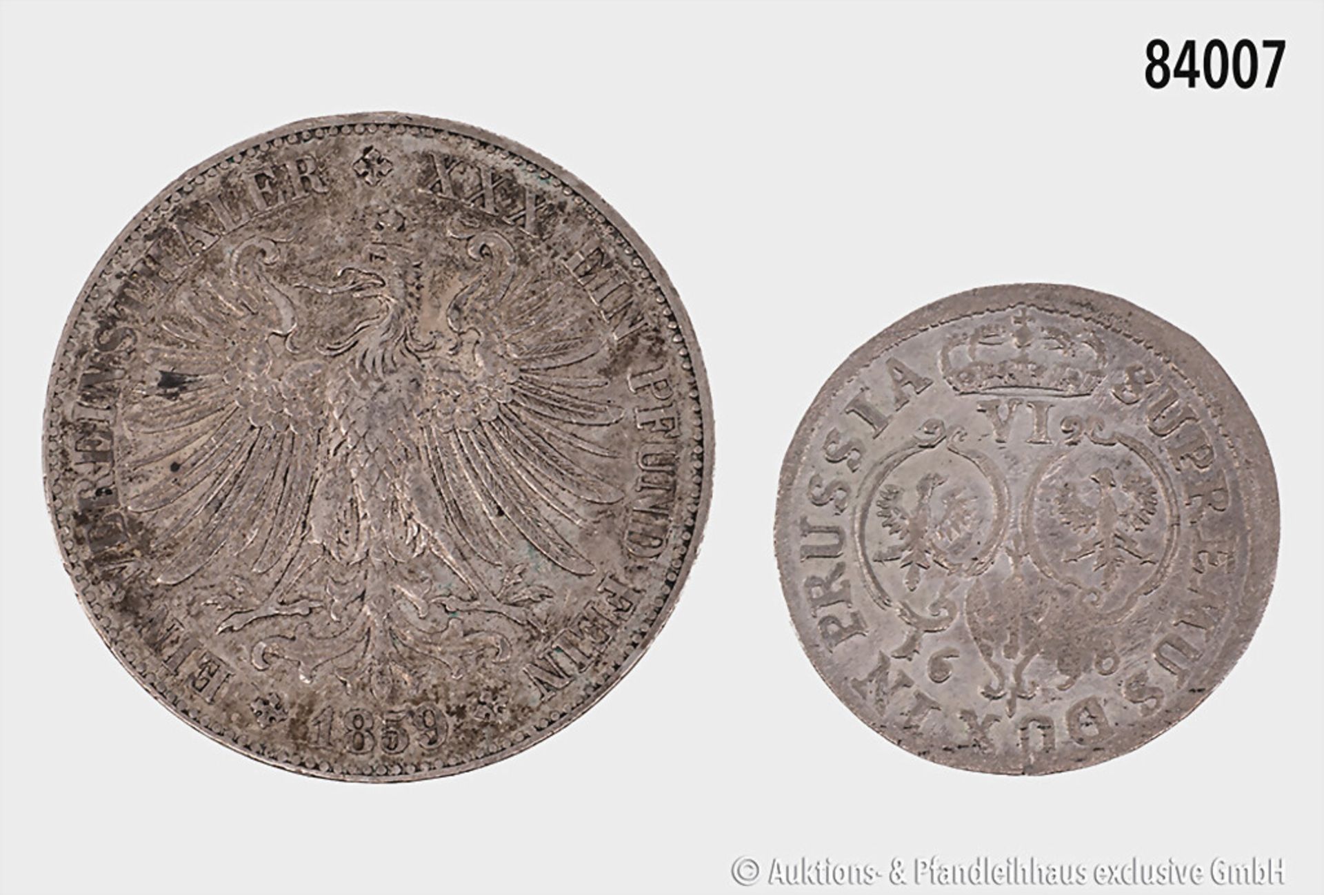 Konv. Brandenburg-Preußen, Friedrich III. (1688-1701) 6 Gröscher 1698 SD und Frankfurt ... - Image 2 of 2