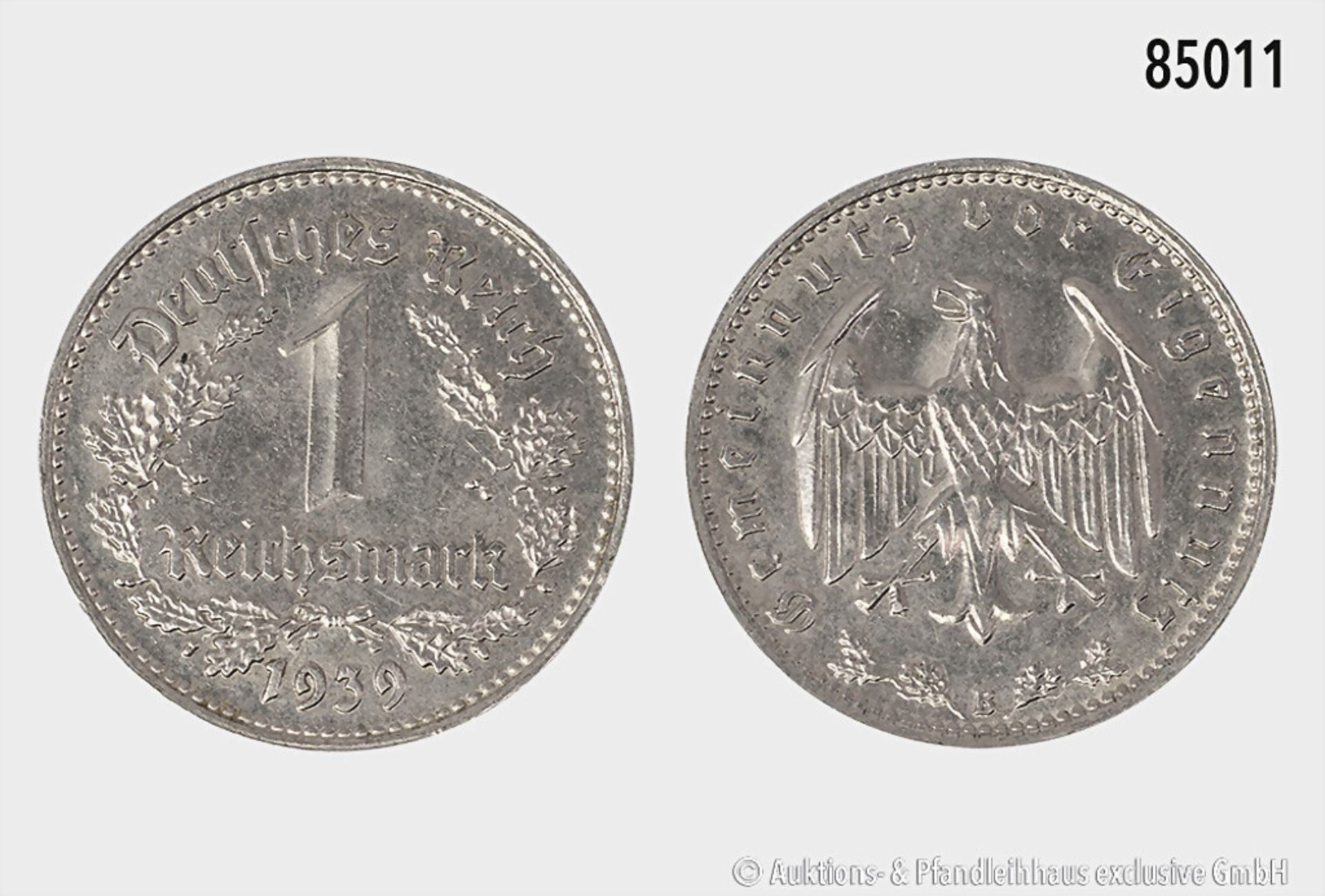 Drittes Reich, 1 Reichsmark 1939 B, Nickel, 23 mm, AKS 26, J. 354, kleine Randfehler ...