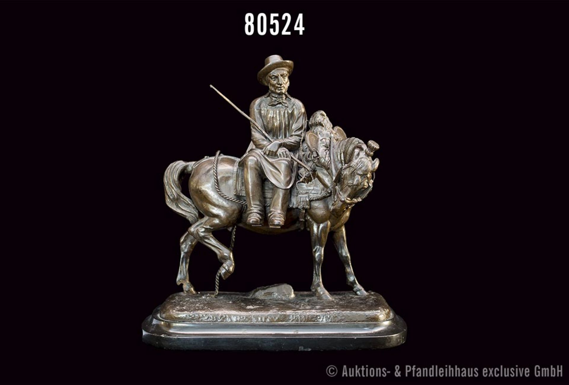 Gechter, Theodor (1796 - 1844), Bronze "Agriculteur reposant sur un cheval", patiniert, ...