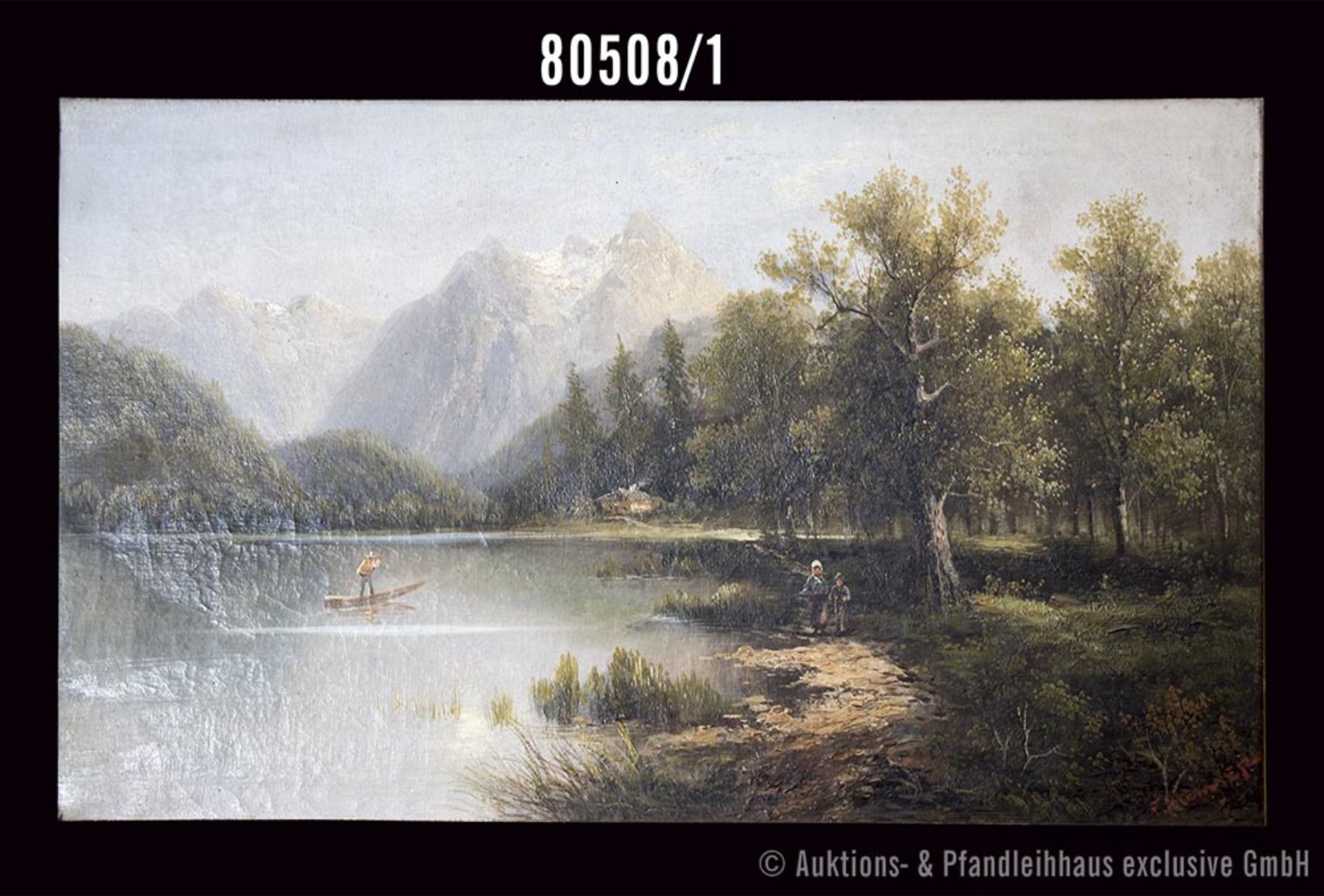 F. Meixner, tätig 2.Häfte 19.Jh. Bergsee, Öl auf Leinwand, 42 x 68,5 cm, Rahmenmaß 69 x ...