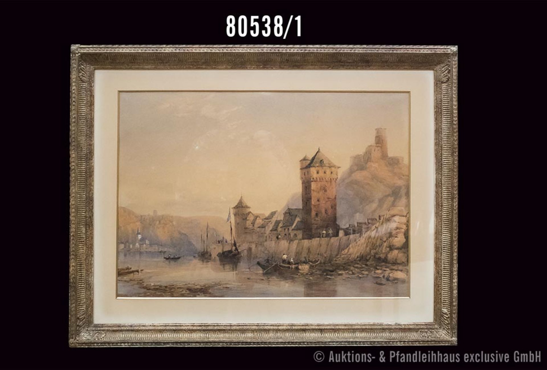 Nibbs, Richard Henry (1816 Brighton 1893) Ansicht von St.Goar, Aquarell auf Papier, ...