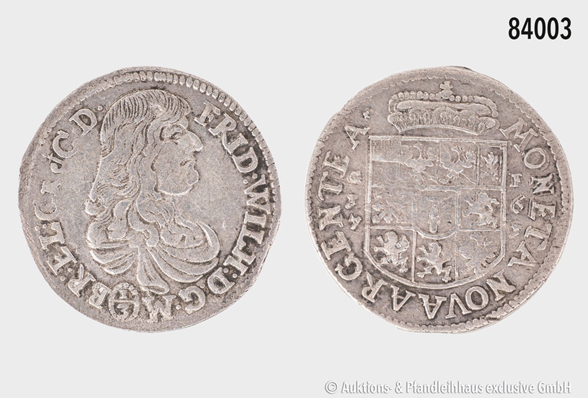 Brandenburg-Preußen, Friedrich Wilhelm (1640-1688) 1/3 Taler 1671 GF, Krossen, 8,85 g, ...