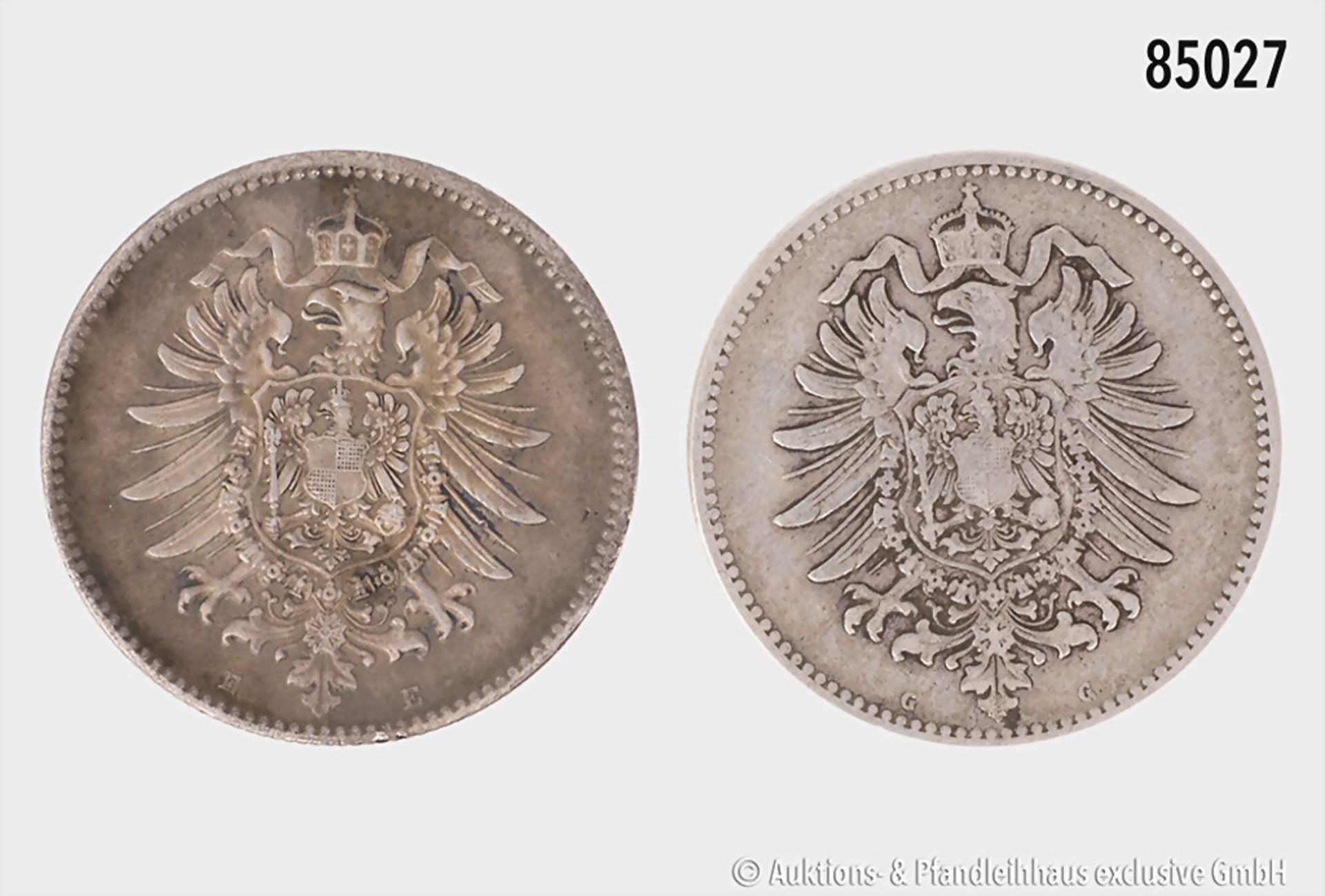 Kaiserreich, Konv. 1 Mark 1874 E und 1880 G, sehr ... - Image 2 of 2