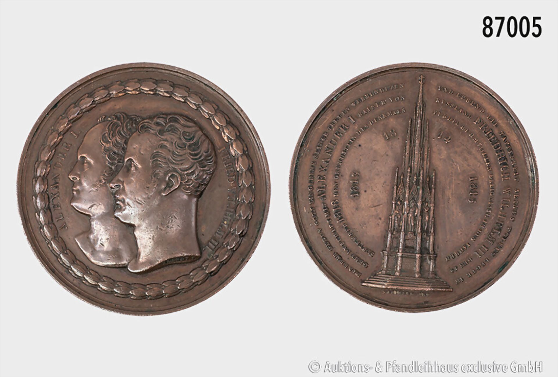 Preußen, Bronzemedaille 1818, von H. F. Brandt, auf die Grundsteinlegung des ...