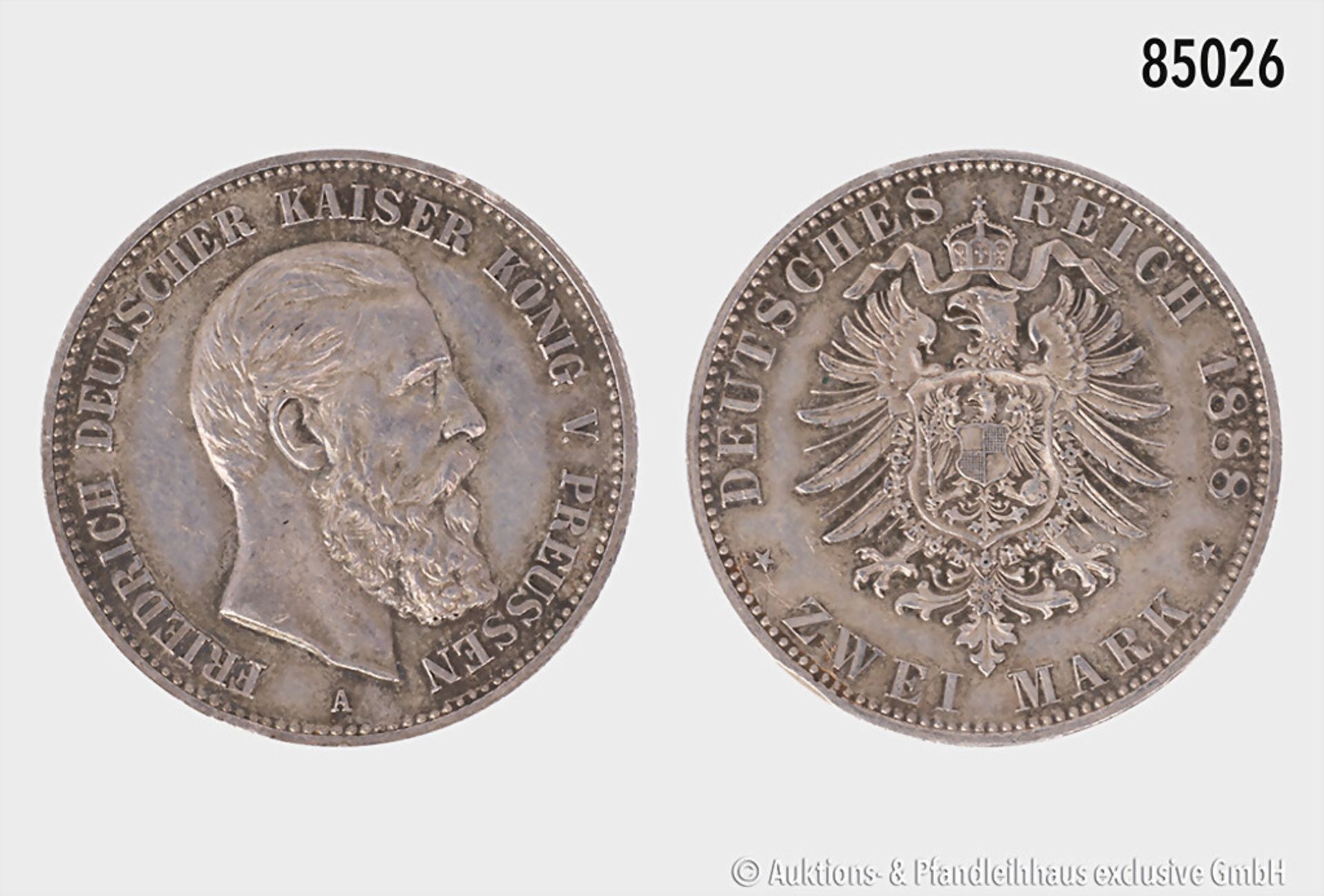 Preußen, Friedrich III., 2 Mark 1888 A, 11,11 g, 28 mm, AKS 122, Jaeger 98, Patina, ...