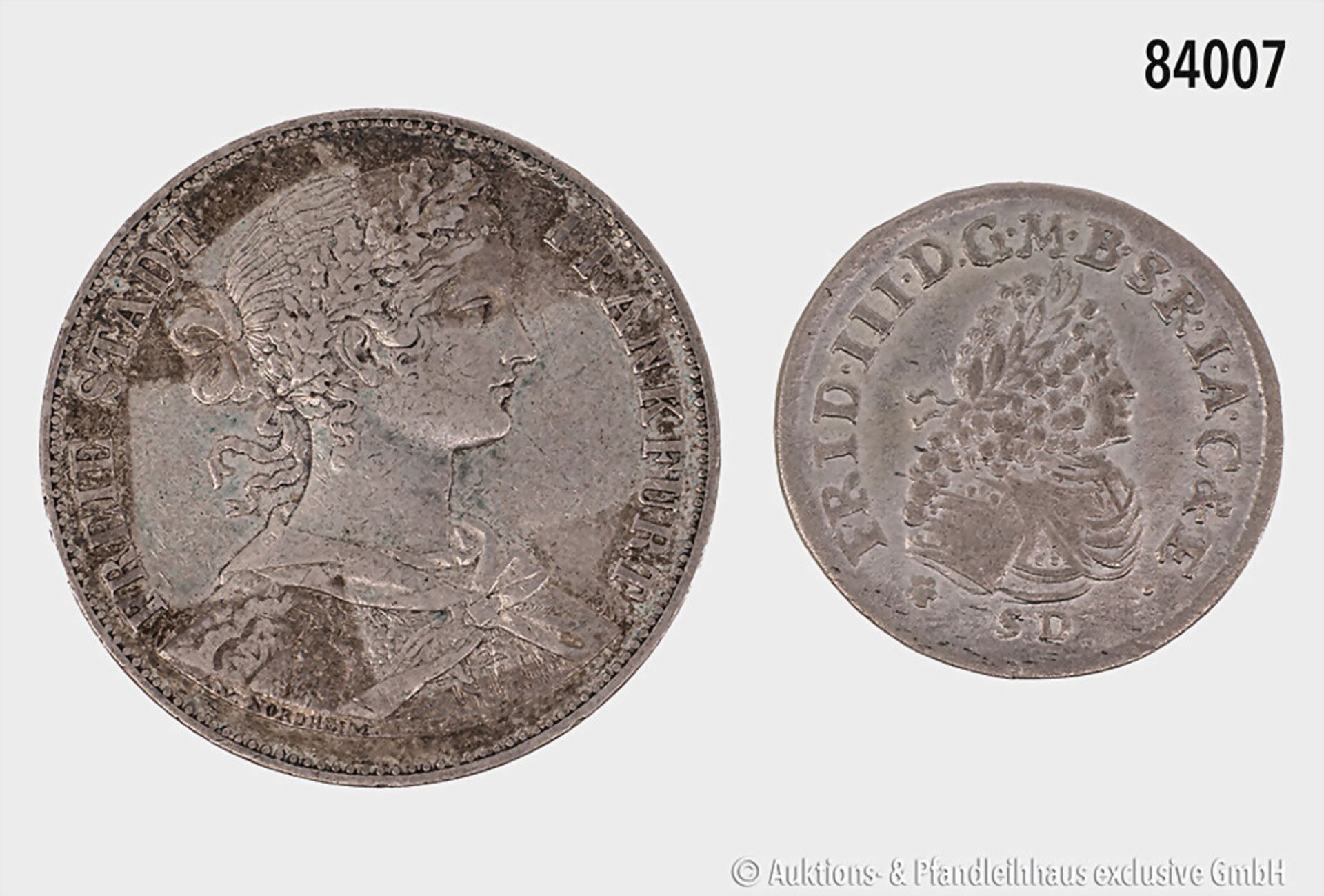 Konv. Brandenburg-Preußen, Friedrich III. (1688-1701) 6 Gröscher 1698 SD und Frankfurt ...