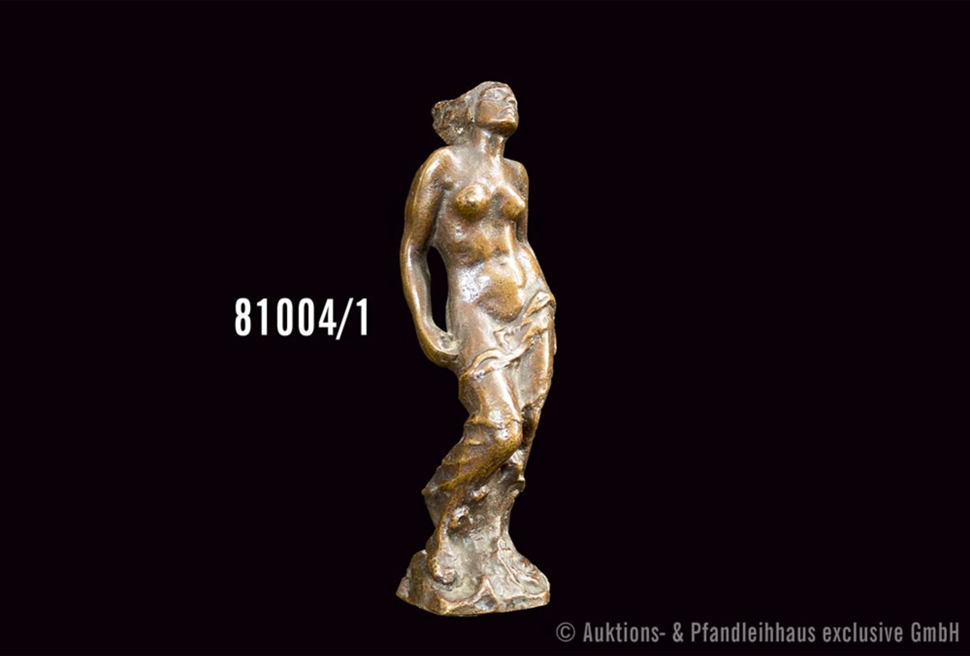 Schreitmüller, August (1871-1958) "Umbrandet", Bronze, goldbraun patiniert, weiblicher ...
