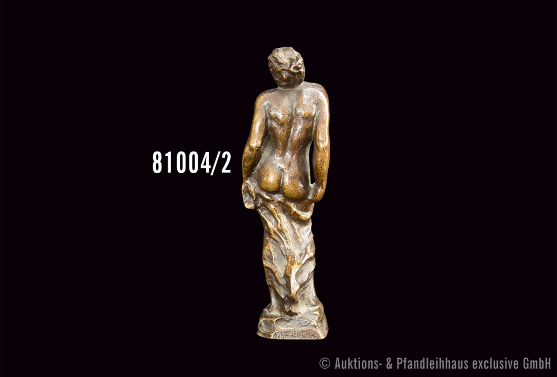 Schreitmüller, August (1871-1958) "Umbrandet", Bronze, goldbraun patiniert, weiblicher ... - Image 2 of 2