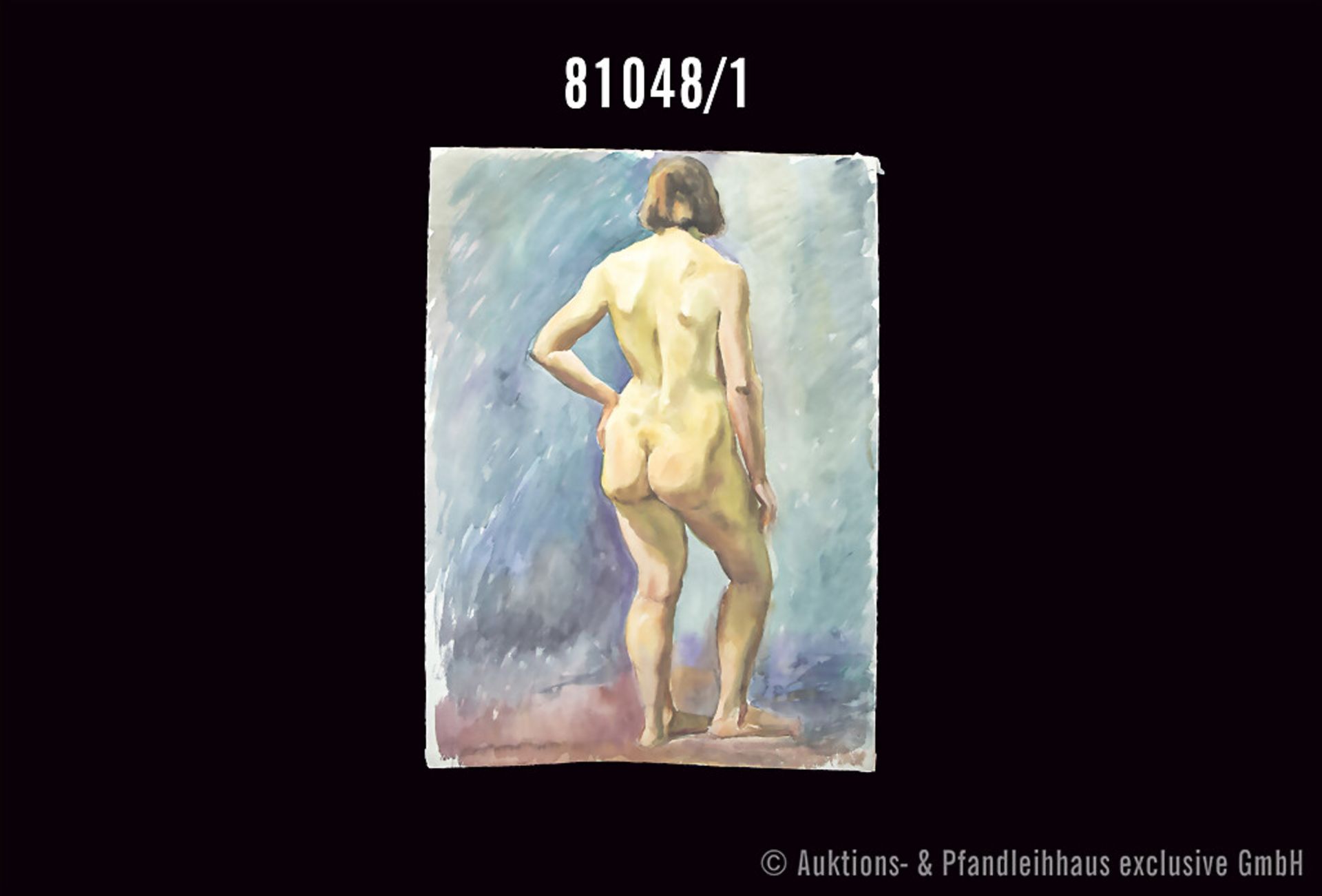 Opitz, Kurt (Leipzig 1887 - Leipzig 1960) 2 Damenakte, Aquarell, 47 x 67 cm und 66,5 x ...