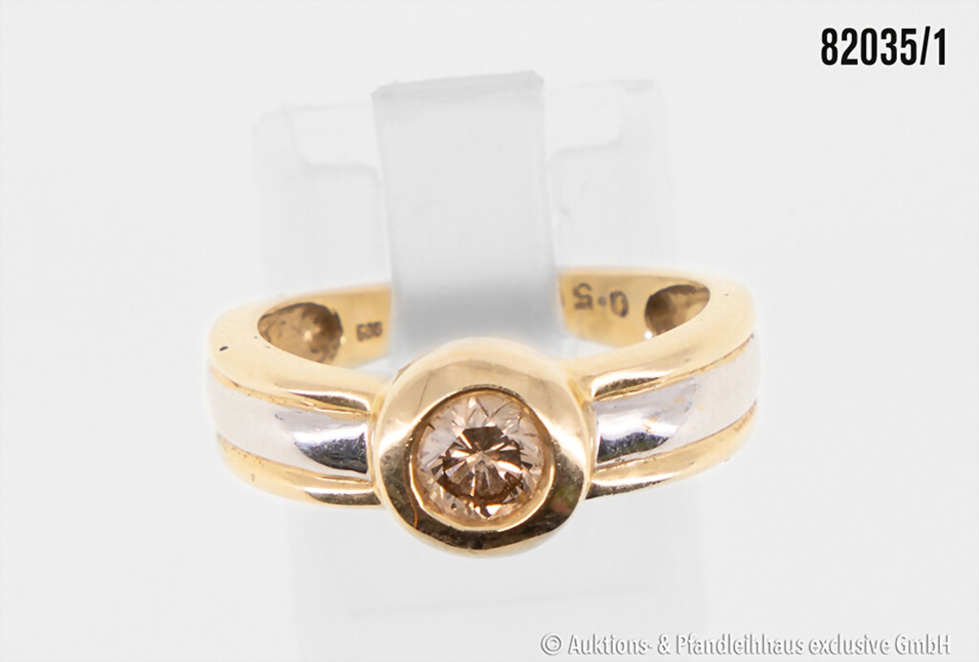 Ring, 585er Gold, mit einem Brillanten, ca. 0,50 ct., braun, 3,9 g, Ringgröße ca. 54, ...
