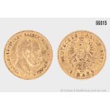 Preußen 5 Mark Gold 1877a, 1,99 g, 900er Gold, Erhaltung ss, mit ...