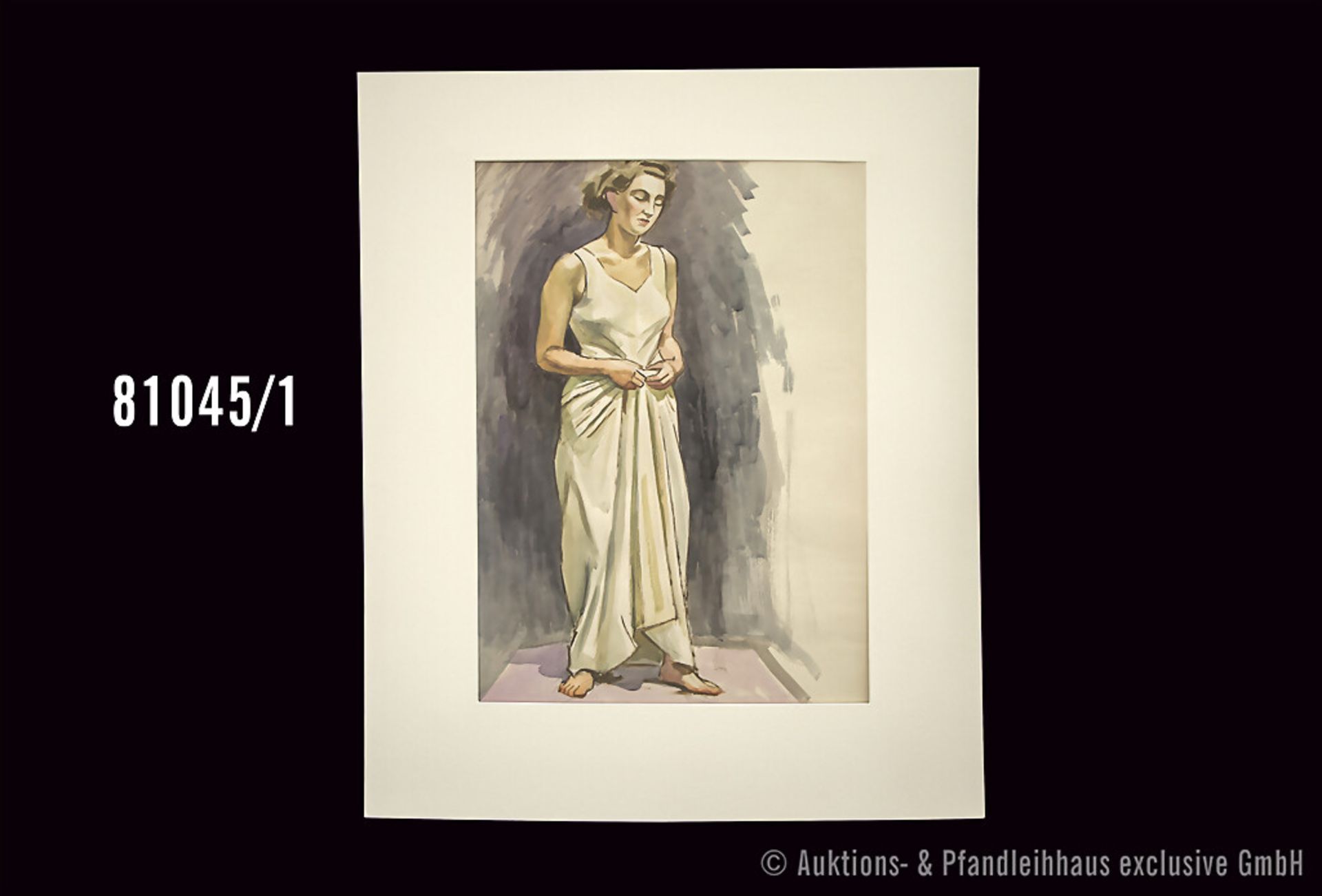 Opitz, Kurt (Leipzig 1887 - Leipzig 1960) Damenbildnis, Aquarell, 64,5 x 50 cm, verso ...