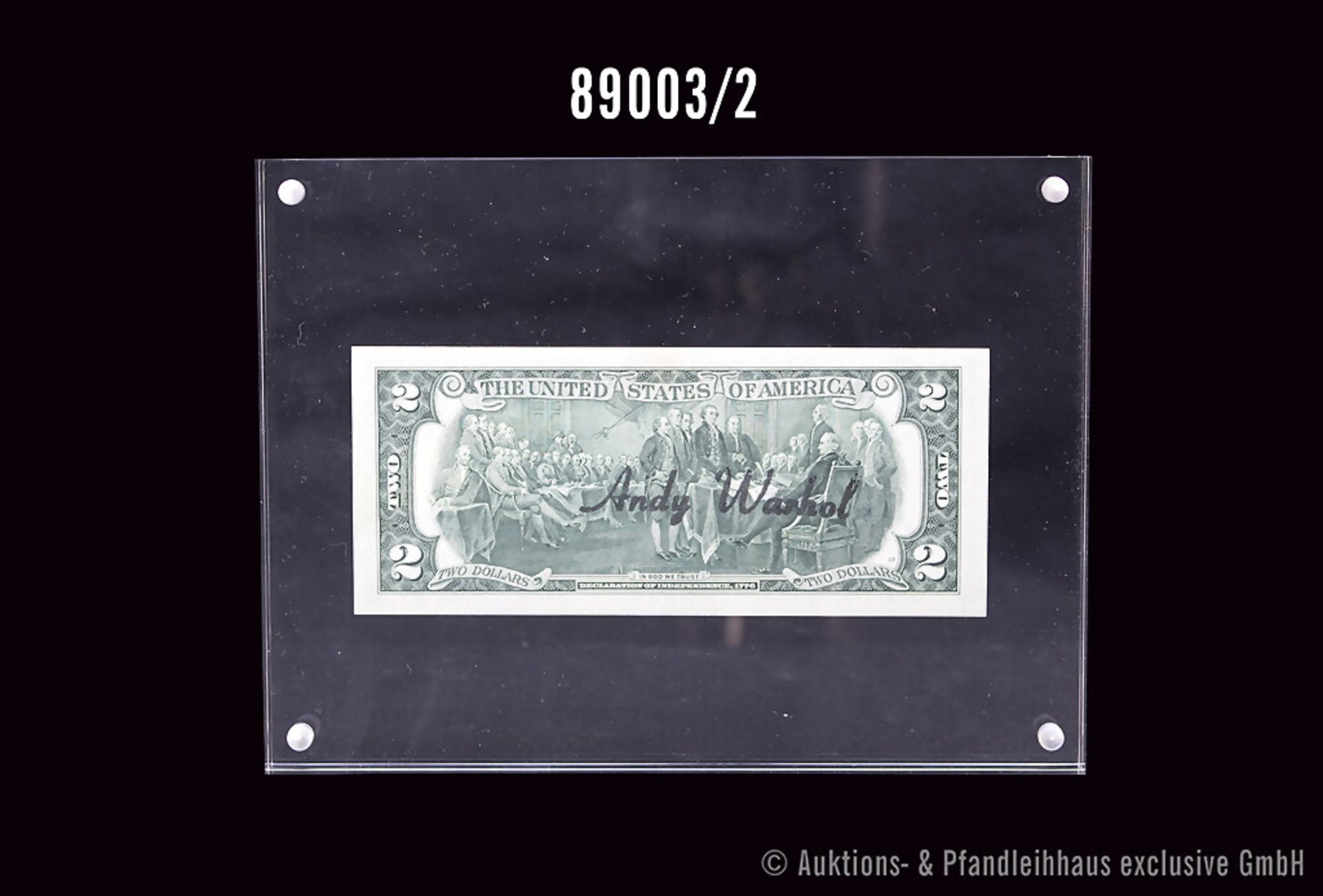 Warhol, Andy (1928-1987) Zwei-Dollar-Geldschein, Seriennr. G 26965822 A, ... - Image 2 of 2