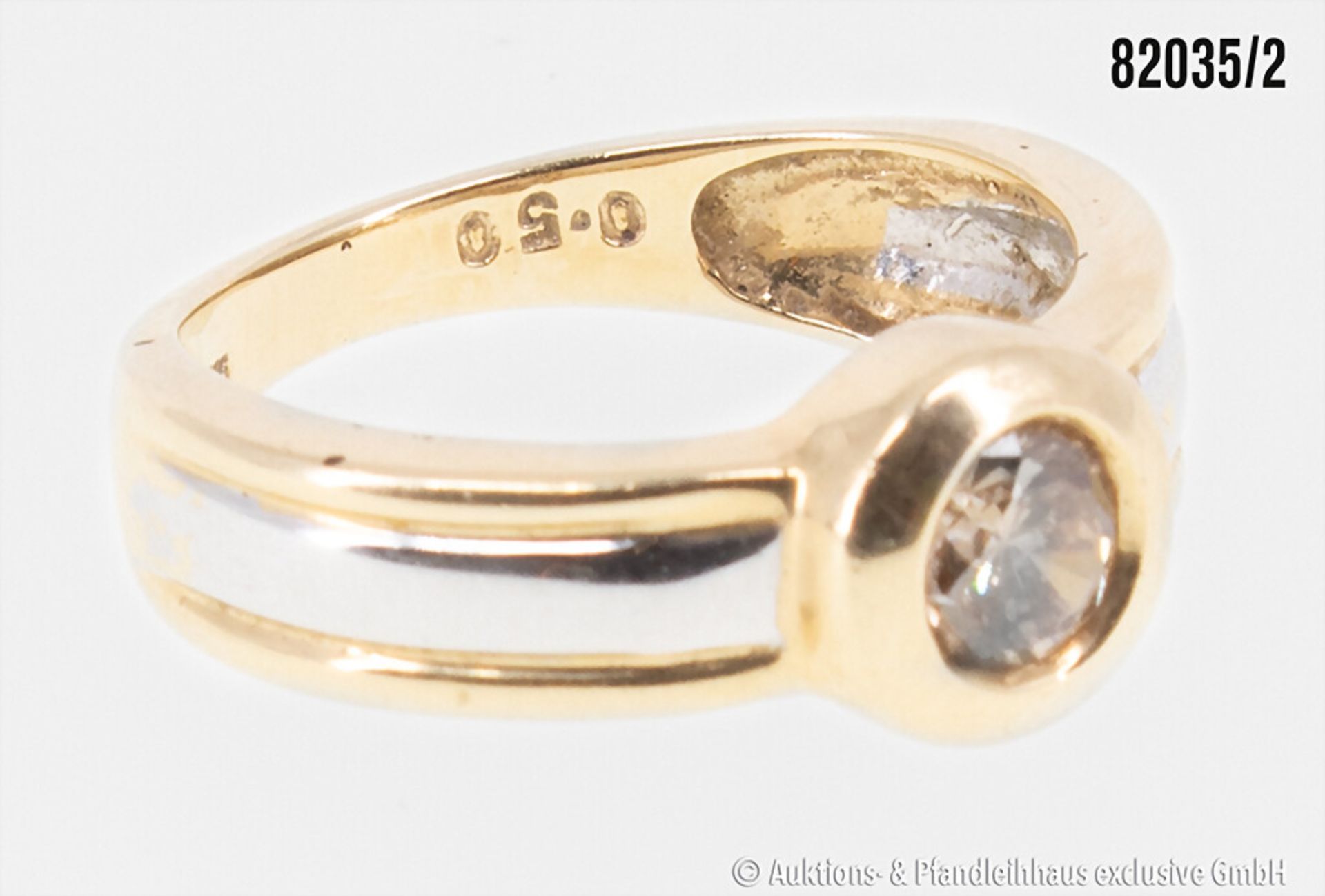 Ring, 585er Gold, mit einem Brillanten, ca. 0,50 ct., braun, 3,9 g, Ringgröße ca. 54, ... - Image 2 of 2
