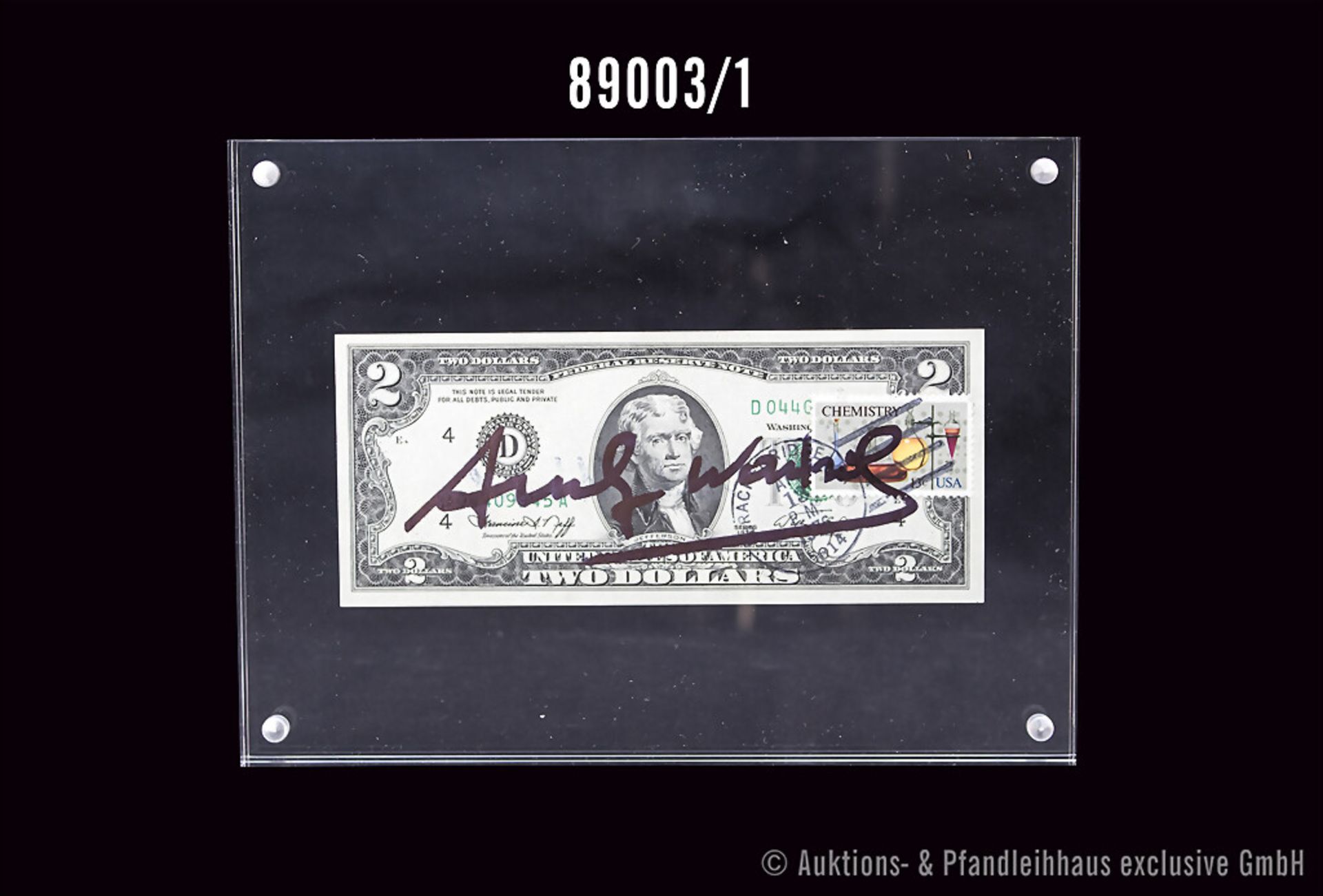 Warhol, Andy (1928-1987) Zwei-Dollar-Geldschein, Seriennr. G 26965822 A, ...