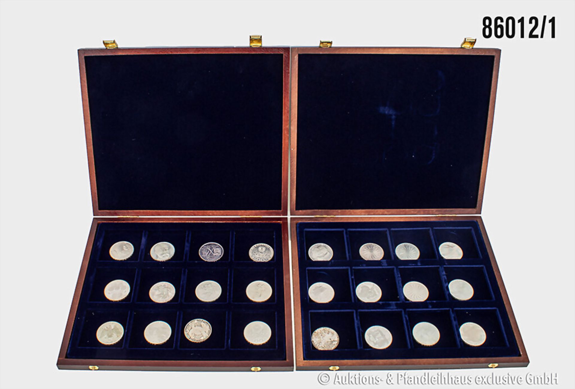 Konv. 10 DM Gedenkmünzen Silber, insgesamt 62 Stück, Nominalwert 620,- DM, Erhaltung ss ...