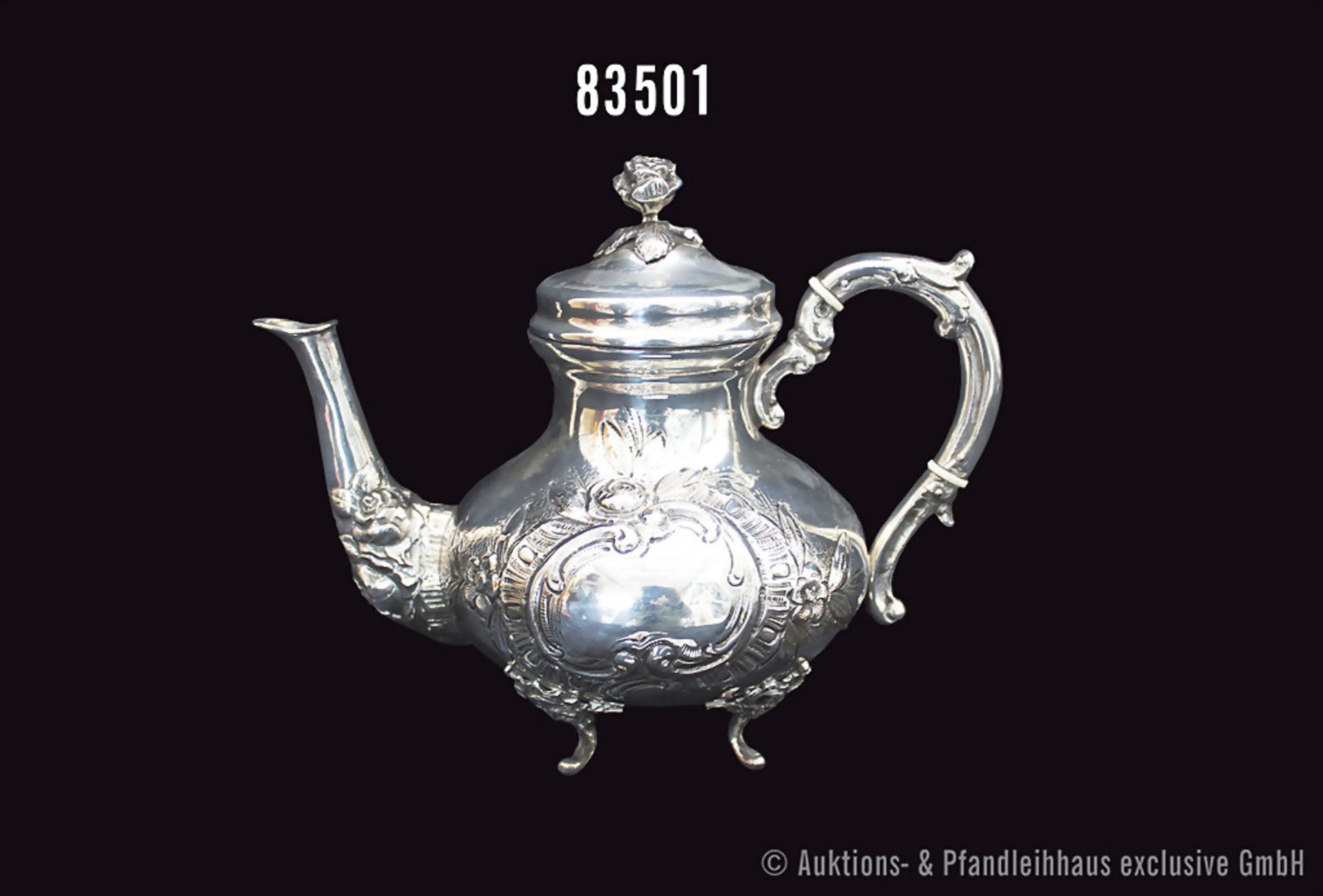 Kännchen im Barock Stil, Blütenknauf, Silber, gestempelt 835, H ca. 17 cm, Gewicht ca. ...